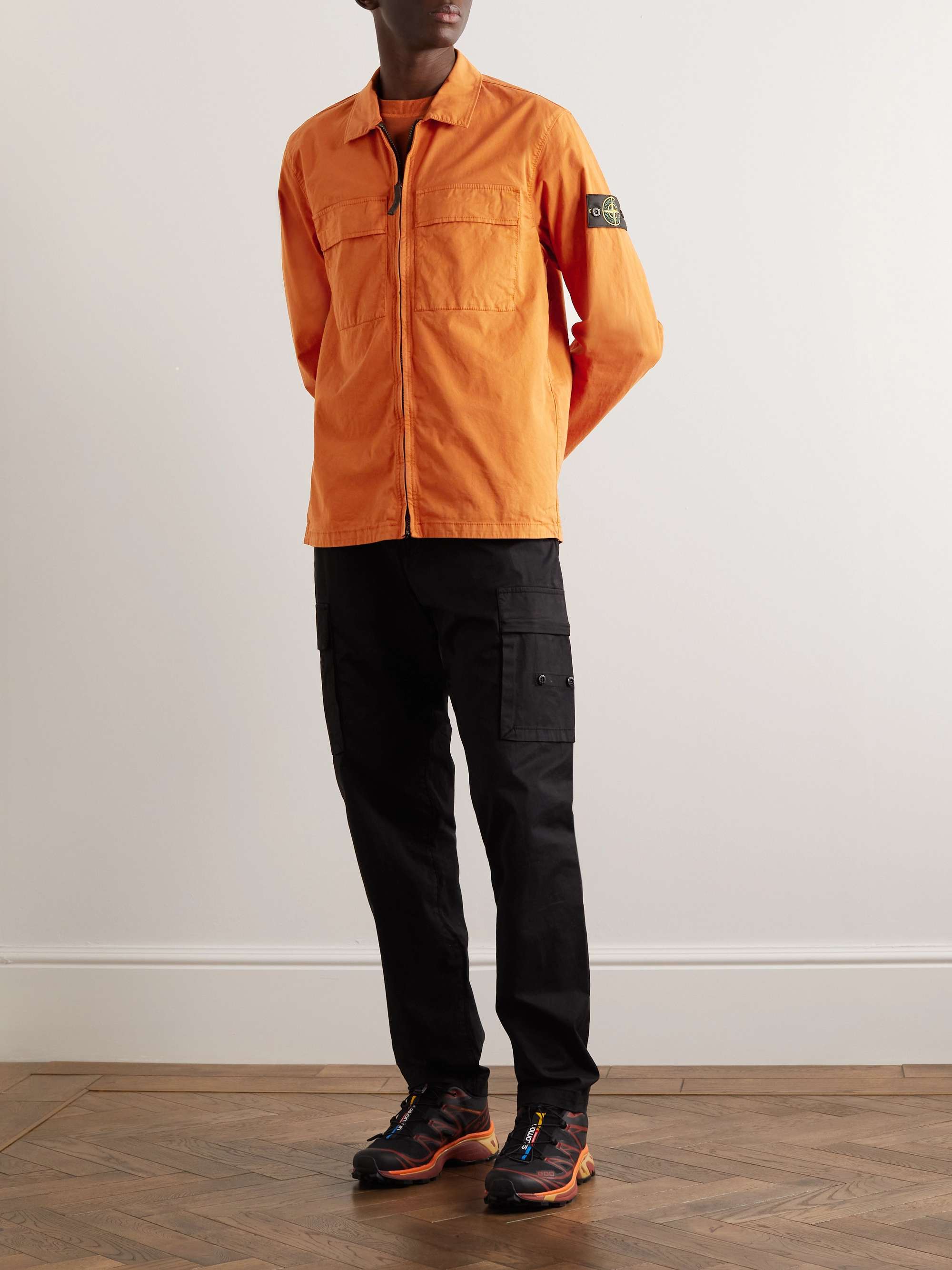 STONE ISLAND Logo-Appliquéd Cotton-Blend Twill Overshirt