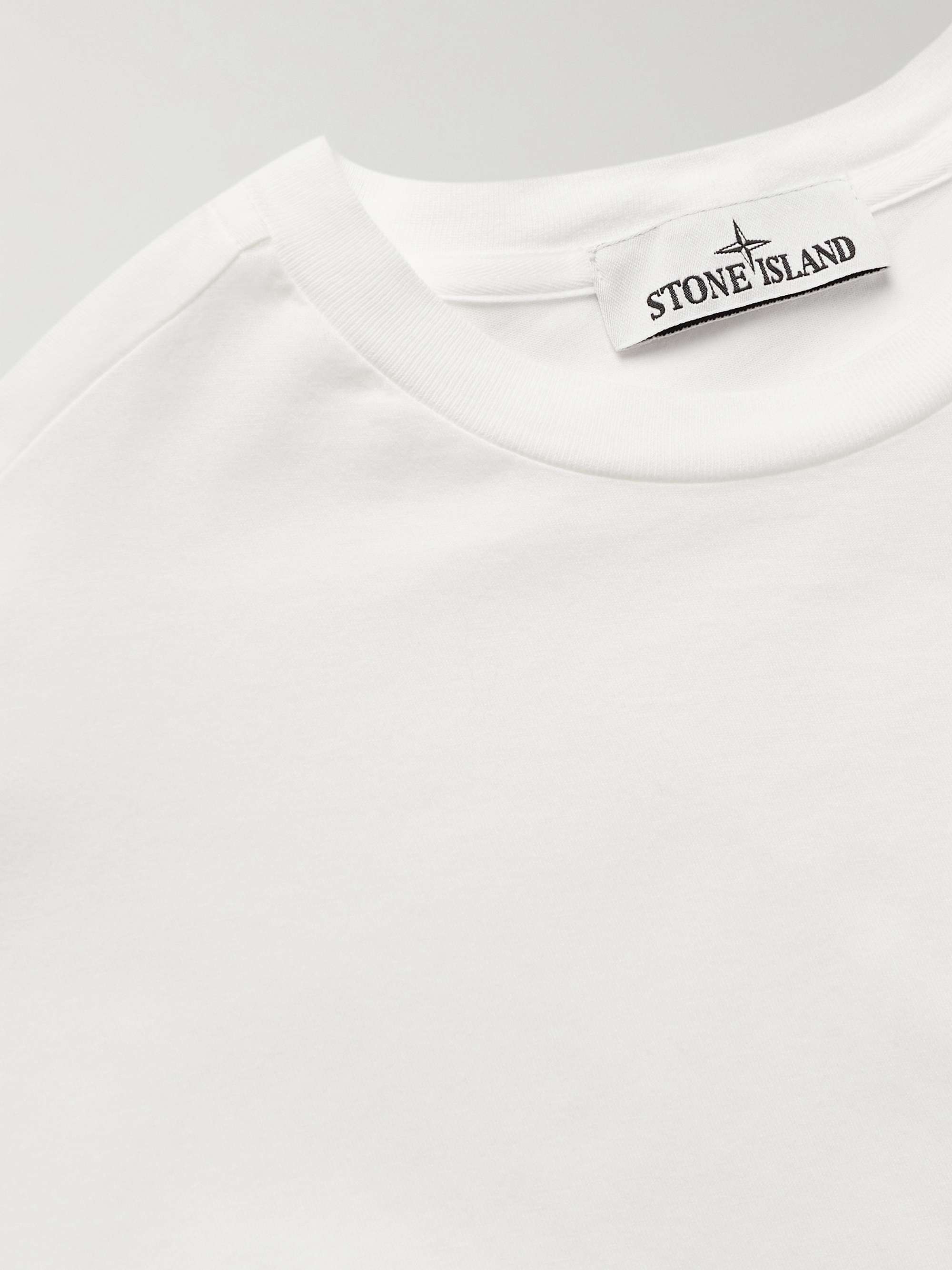 STONE ISLAND Logo-Embroidered Garment-Dyed Cotton-Jersey T-Shirt