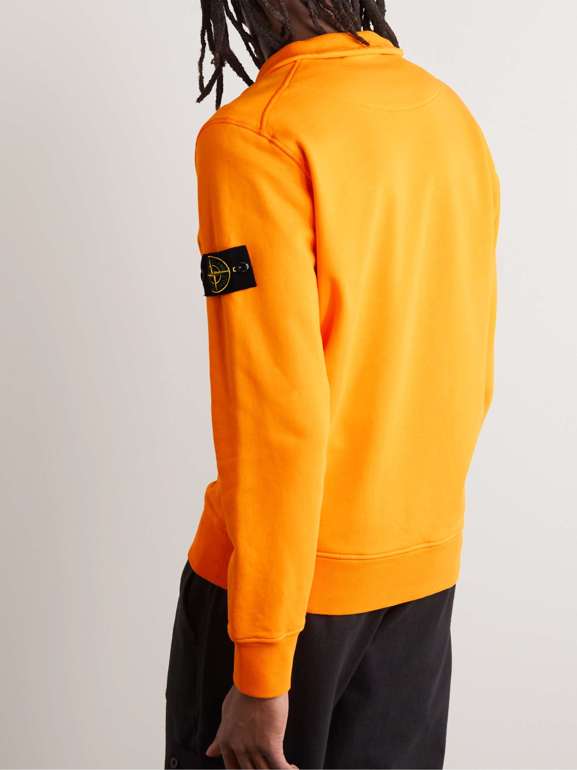 STONE ISLAND Logo-Appliquéd Cotton Half-Zip Sweatshirt