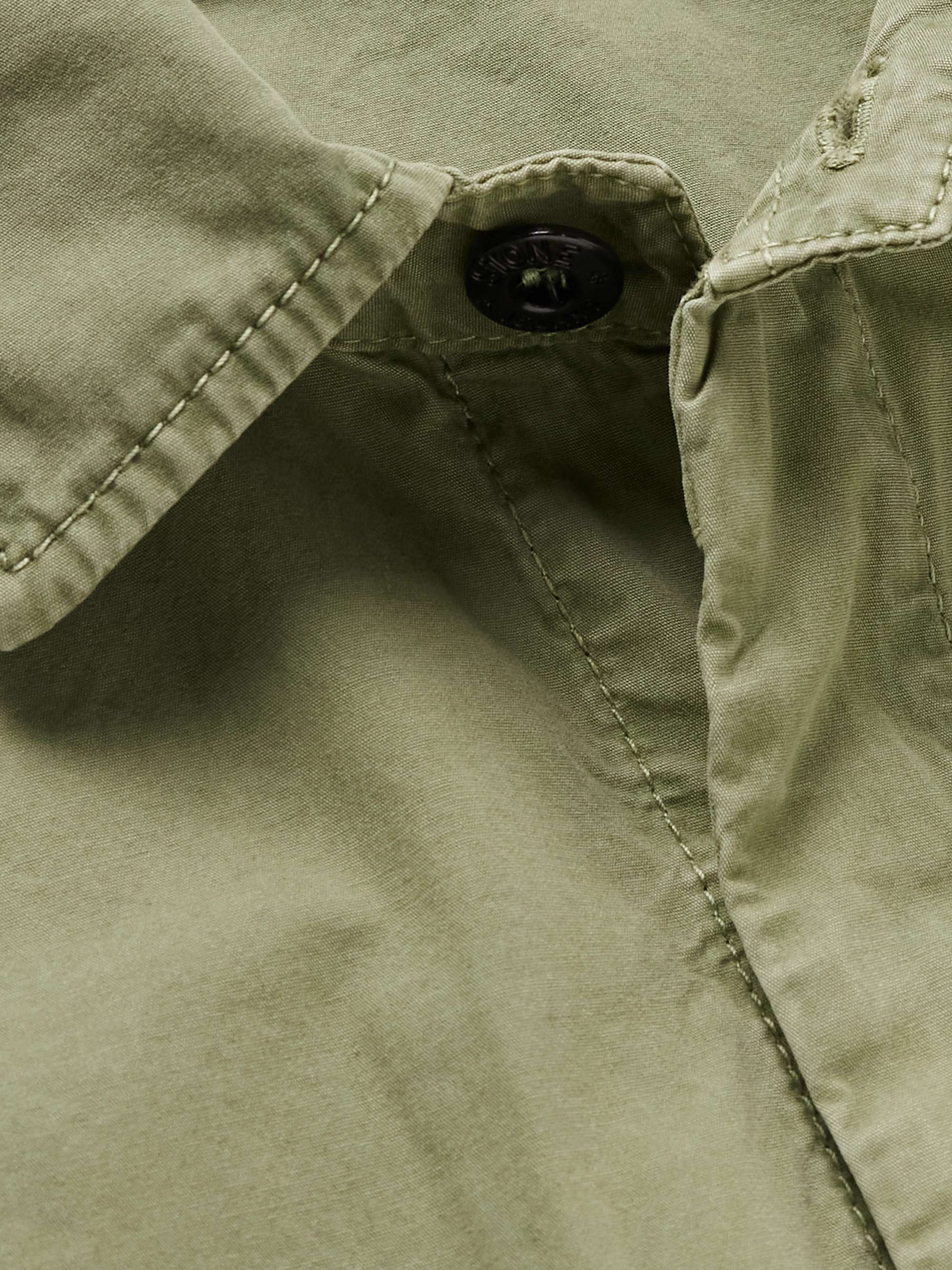 STONE ISLAND Logo-Appliquéd Brushed Cotton-Canvas Overshirt