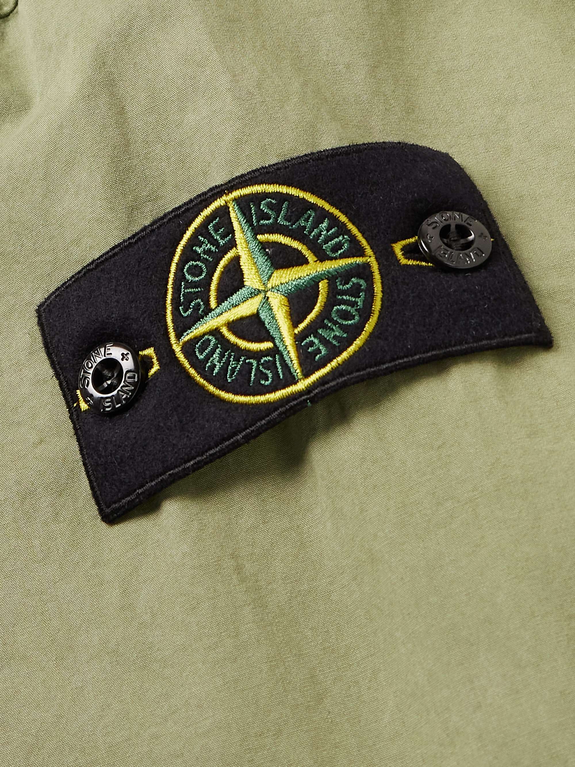 STONE ISLAND Logo-Appliquéd Brushed Cotton-Canvas Overshirt