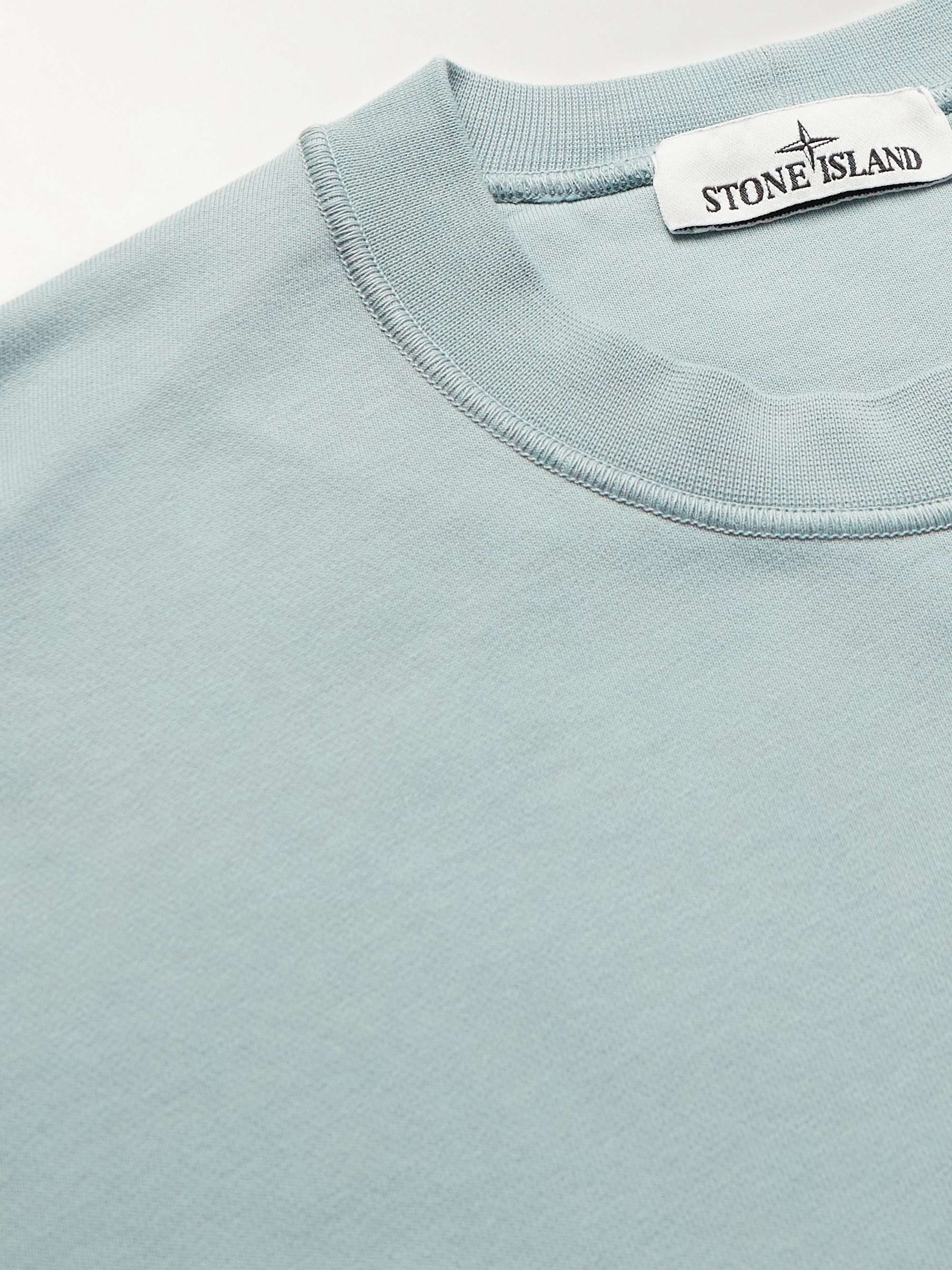 STONE ISLAND Logo-Appliquéd Garment-Dyed Cotton-Jersey Sweatshirt