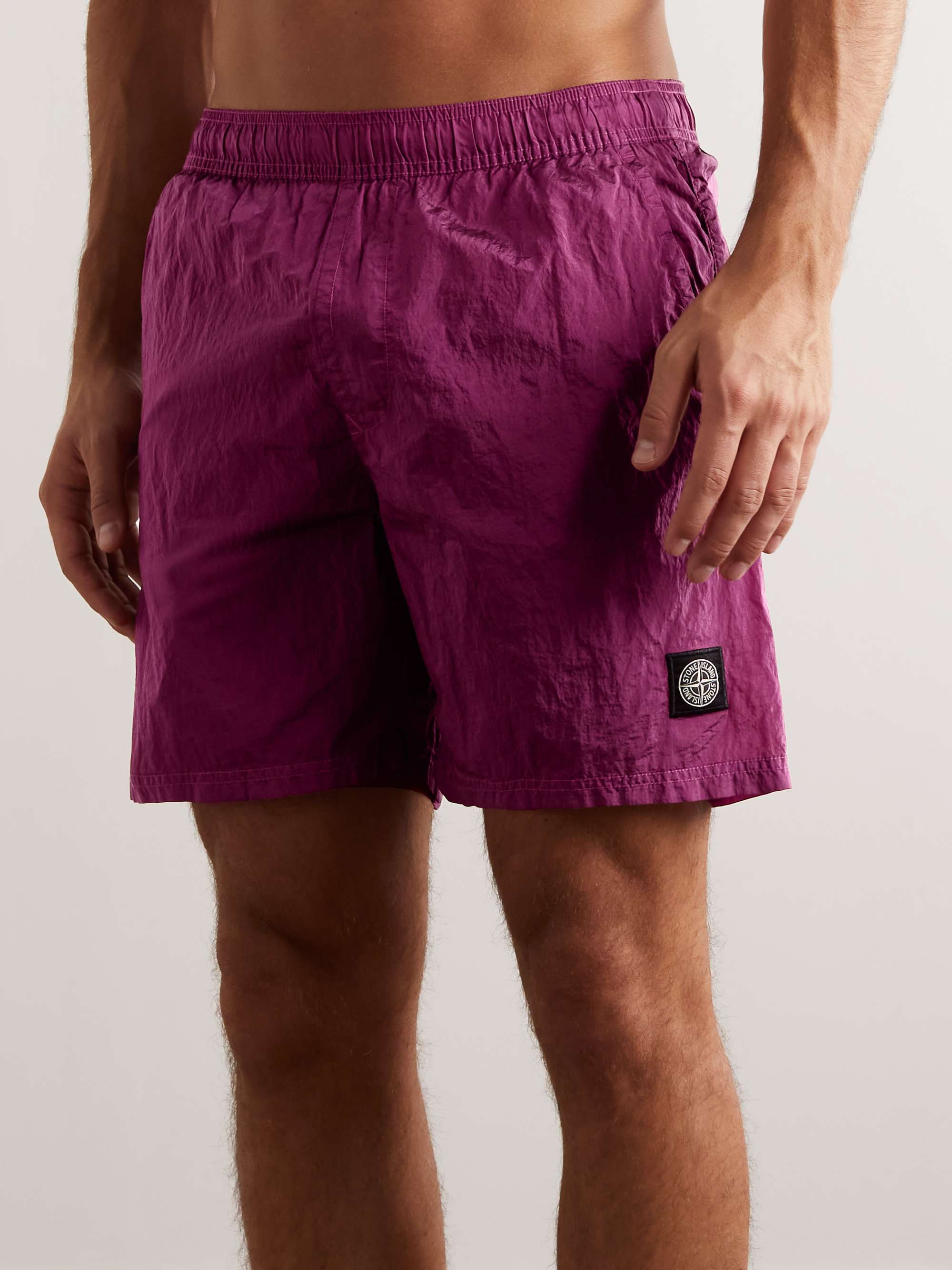 STONE ISLAND Logo-Appliquéd Straight-Leg Mid-Length Swim Shorts