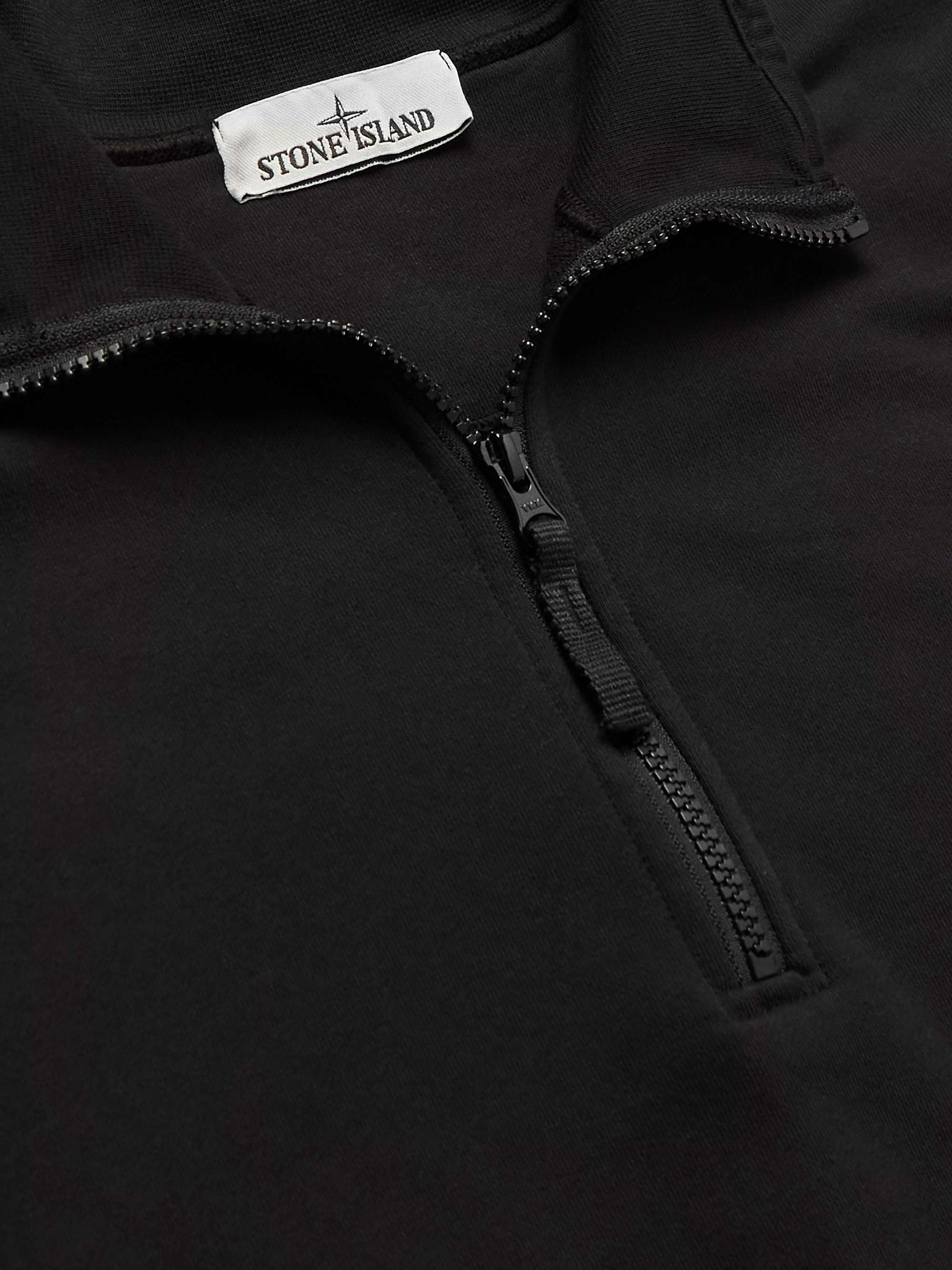 STONE ISLAND Logo-Appliquéd Cotton Half-Zip Sweatshirt