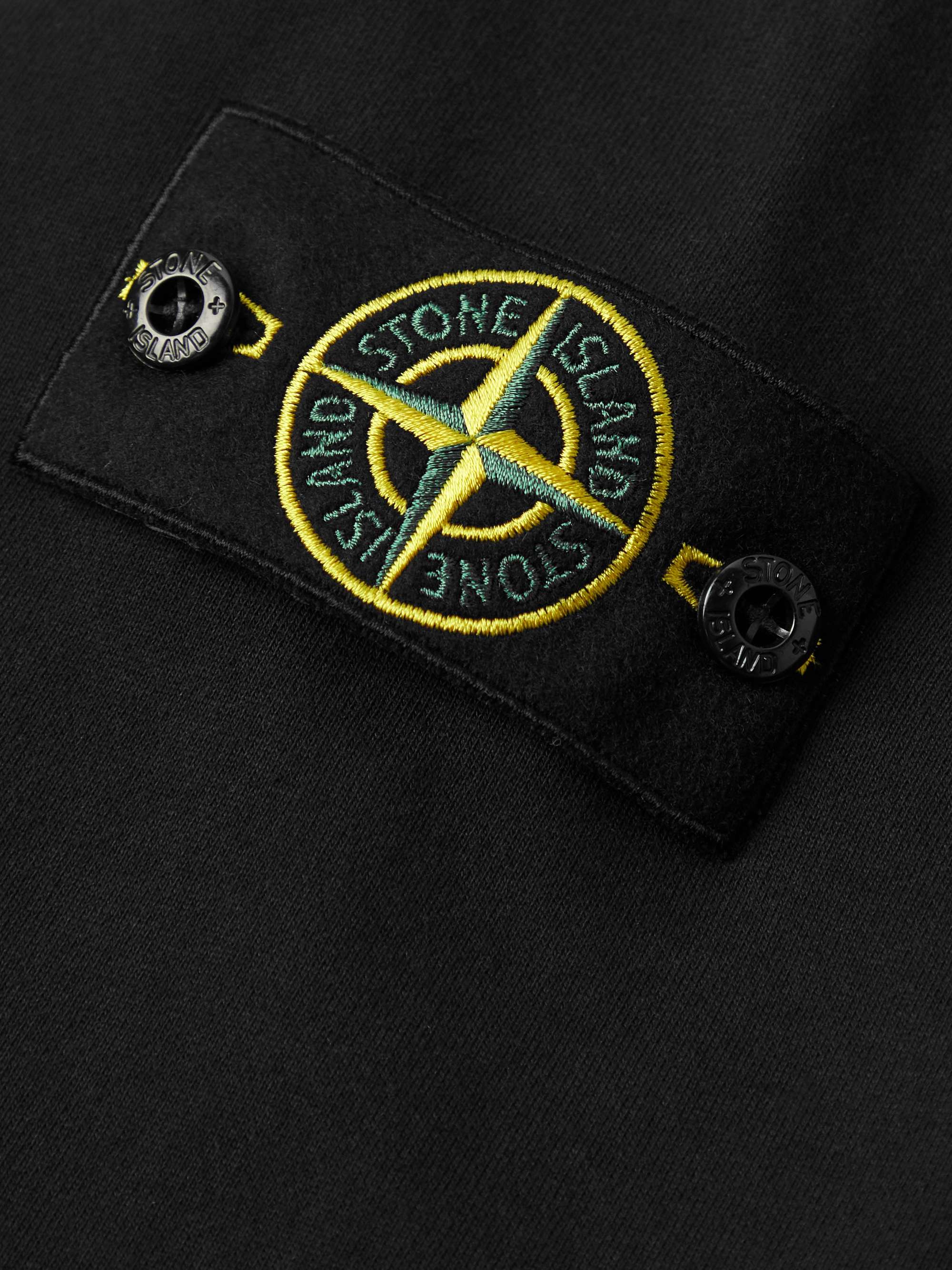 STONE ISLAND Logo-Appliquéd Cotton Half-Zip Sweatshirt