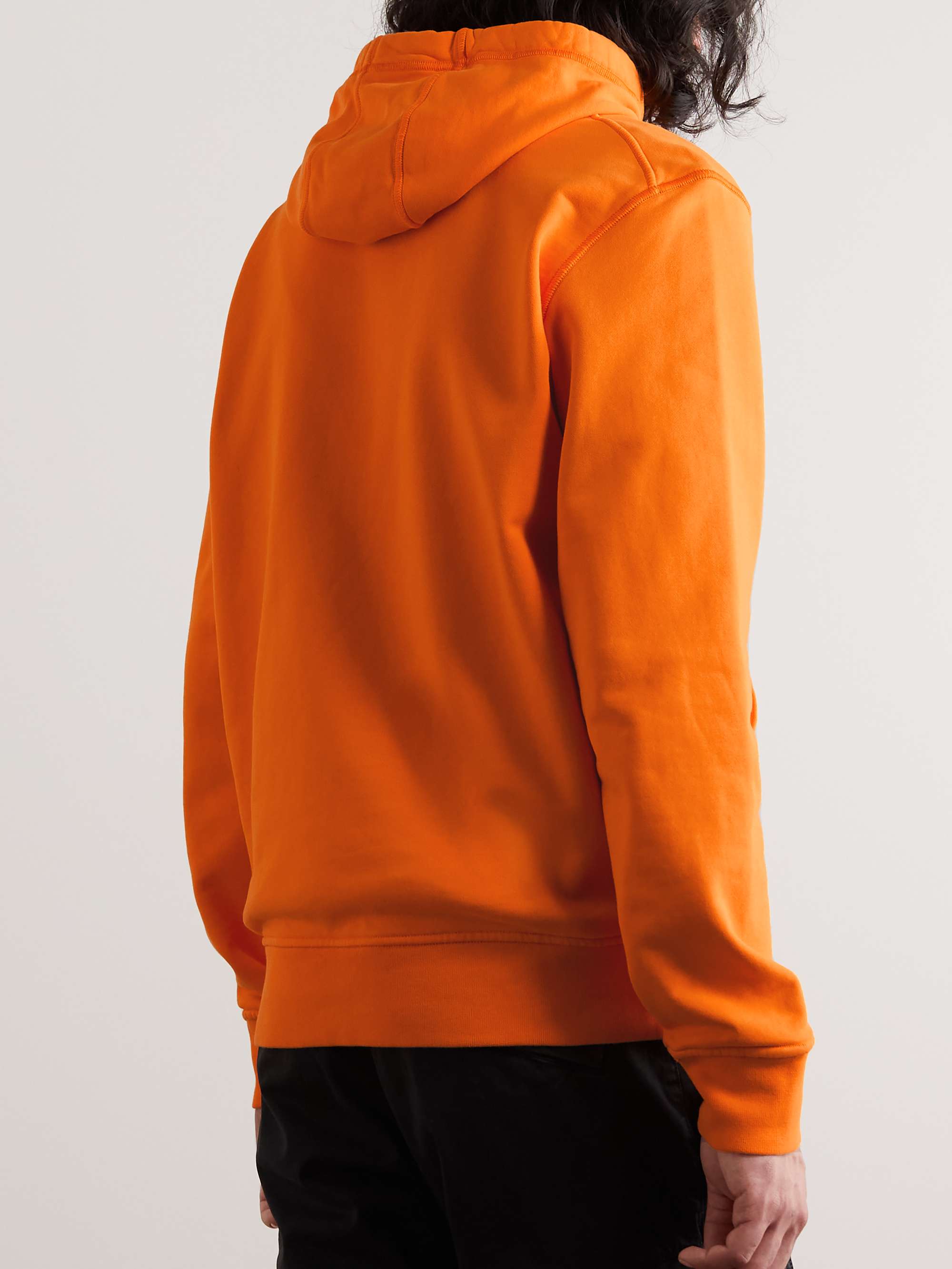 STONE ISLAND Garment-Dyed Logo-Appliquéd Cotton-Jersey Hoodie
