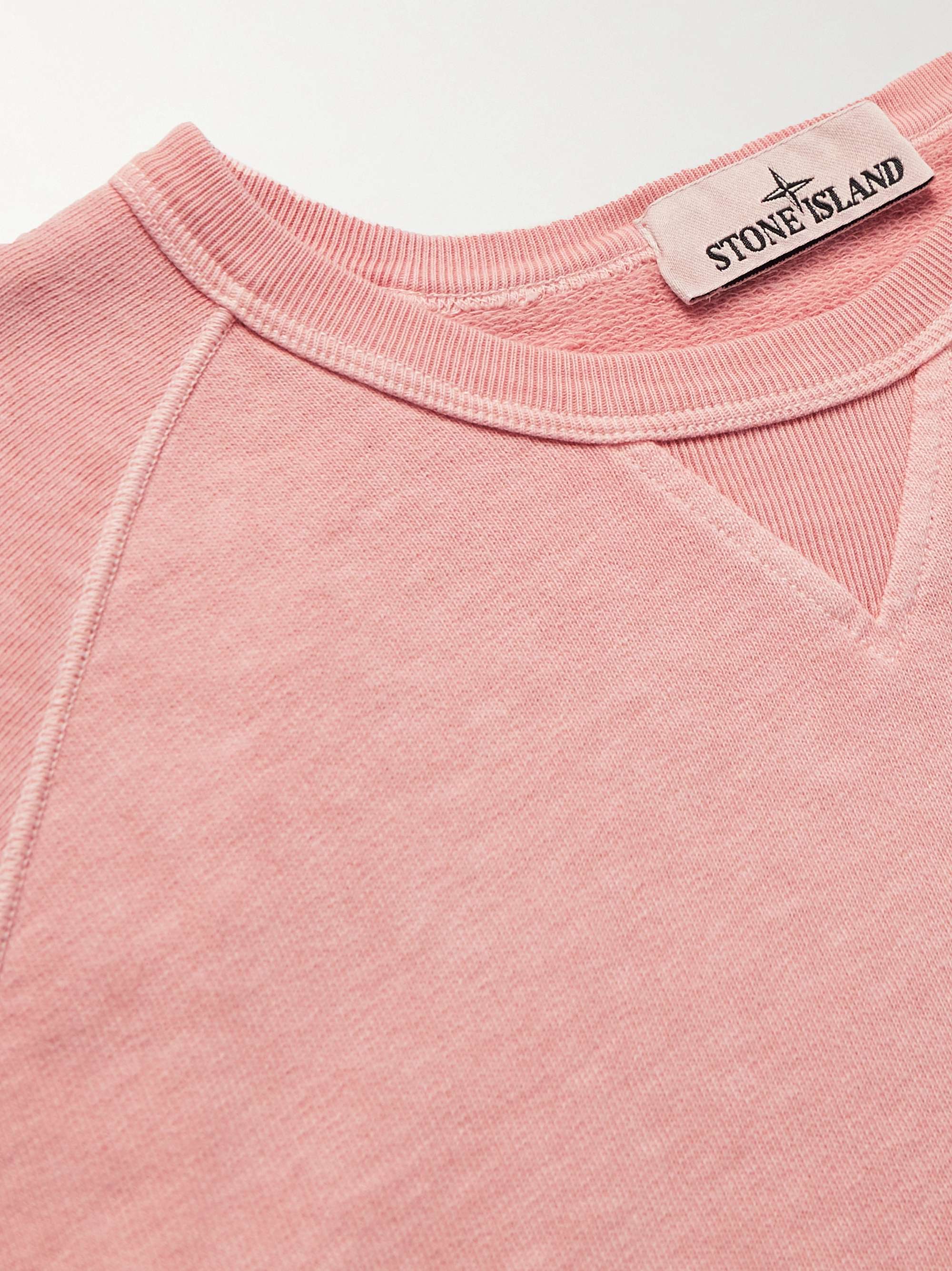 STONE ISLAND Logo-Appliquéd Garment-Dyed Cotton-Jersey Sweatshirt