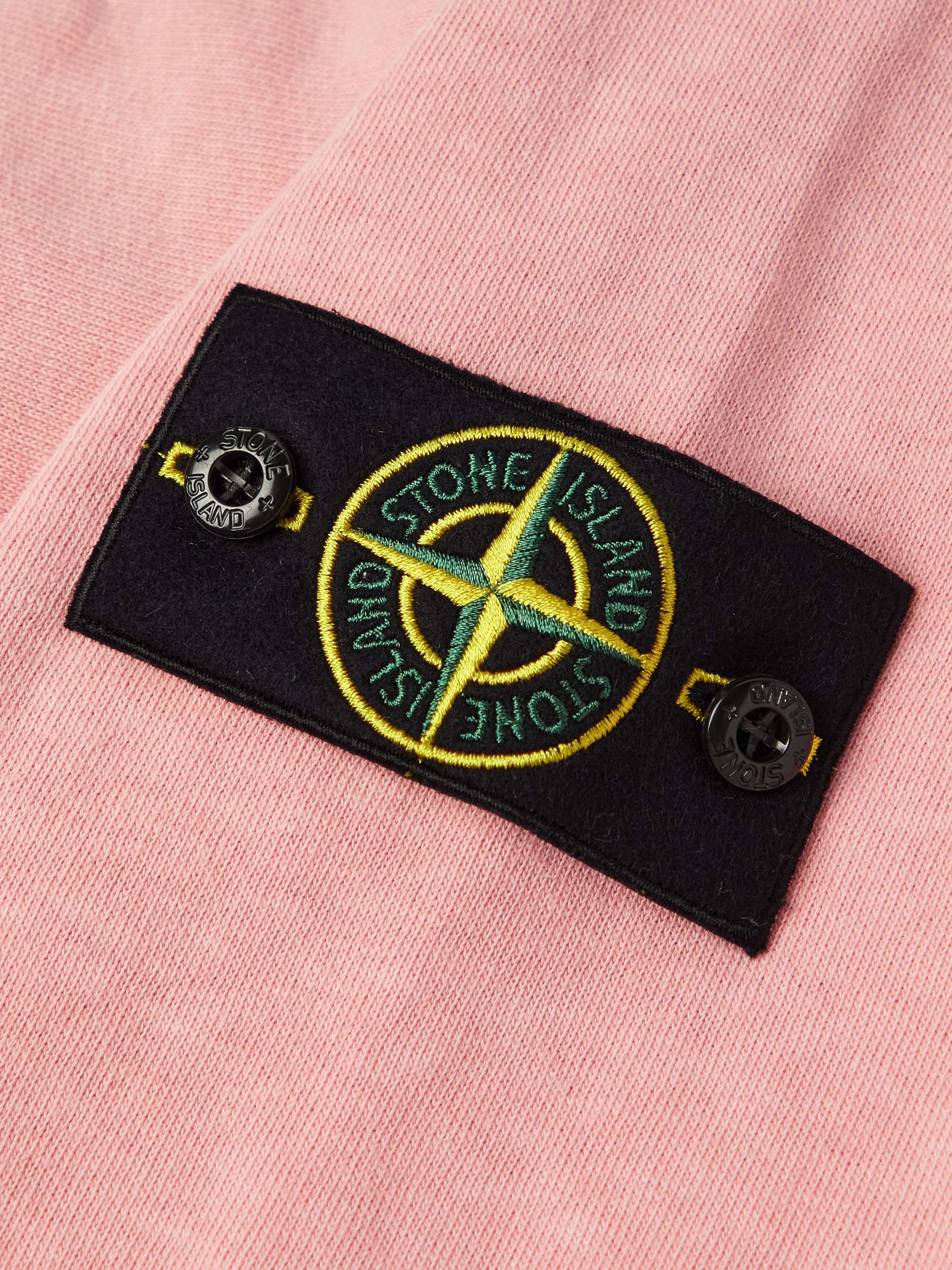 STONE ISLAND Logo-Appliquéd Garment-Dyed Cotton-Jersey Sweatshirt
