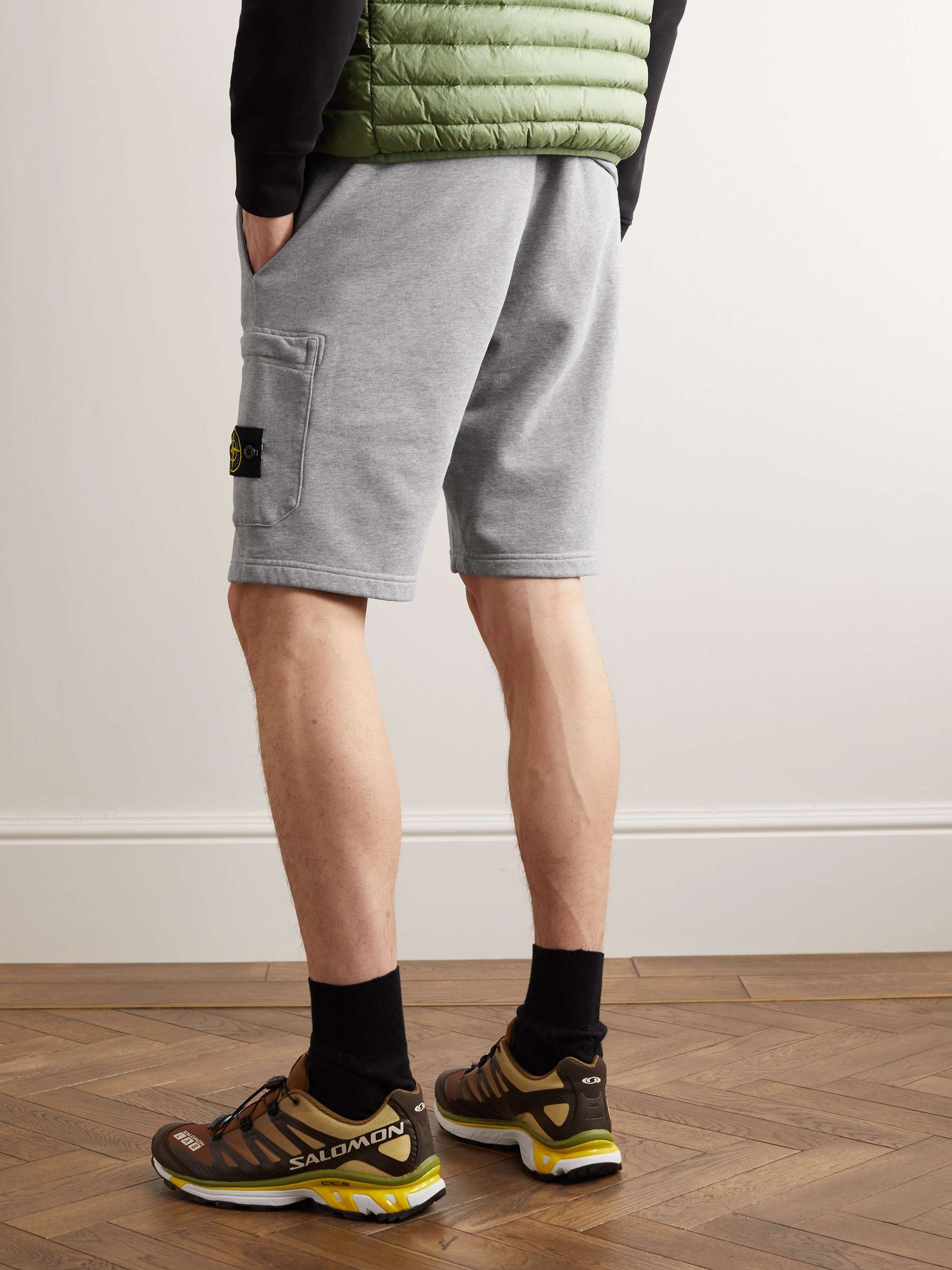 STONE ISLAND Straight-Leg Garment-Dyed Cotton-Jersey Drawstring Shorts