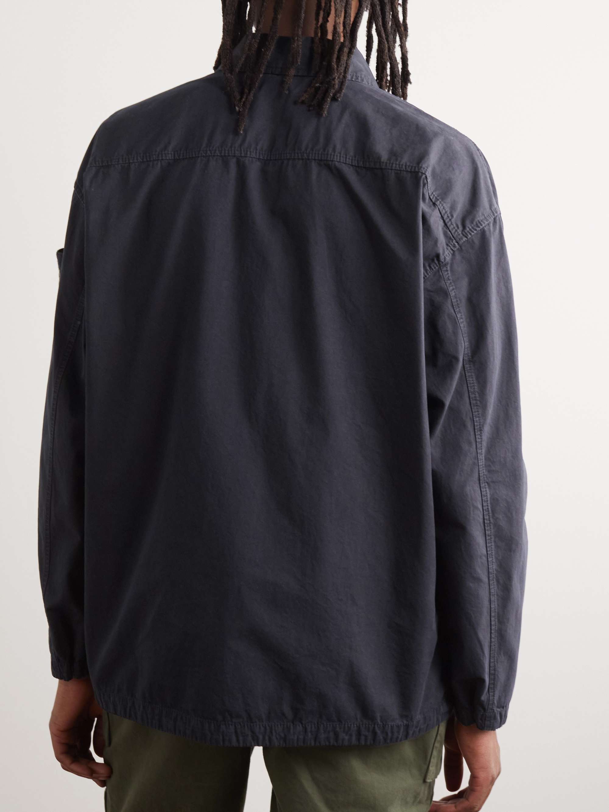 STONE ISLAND Logo-Appliquéd Brushed Cotton-Canvas Overshirt