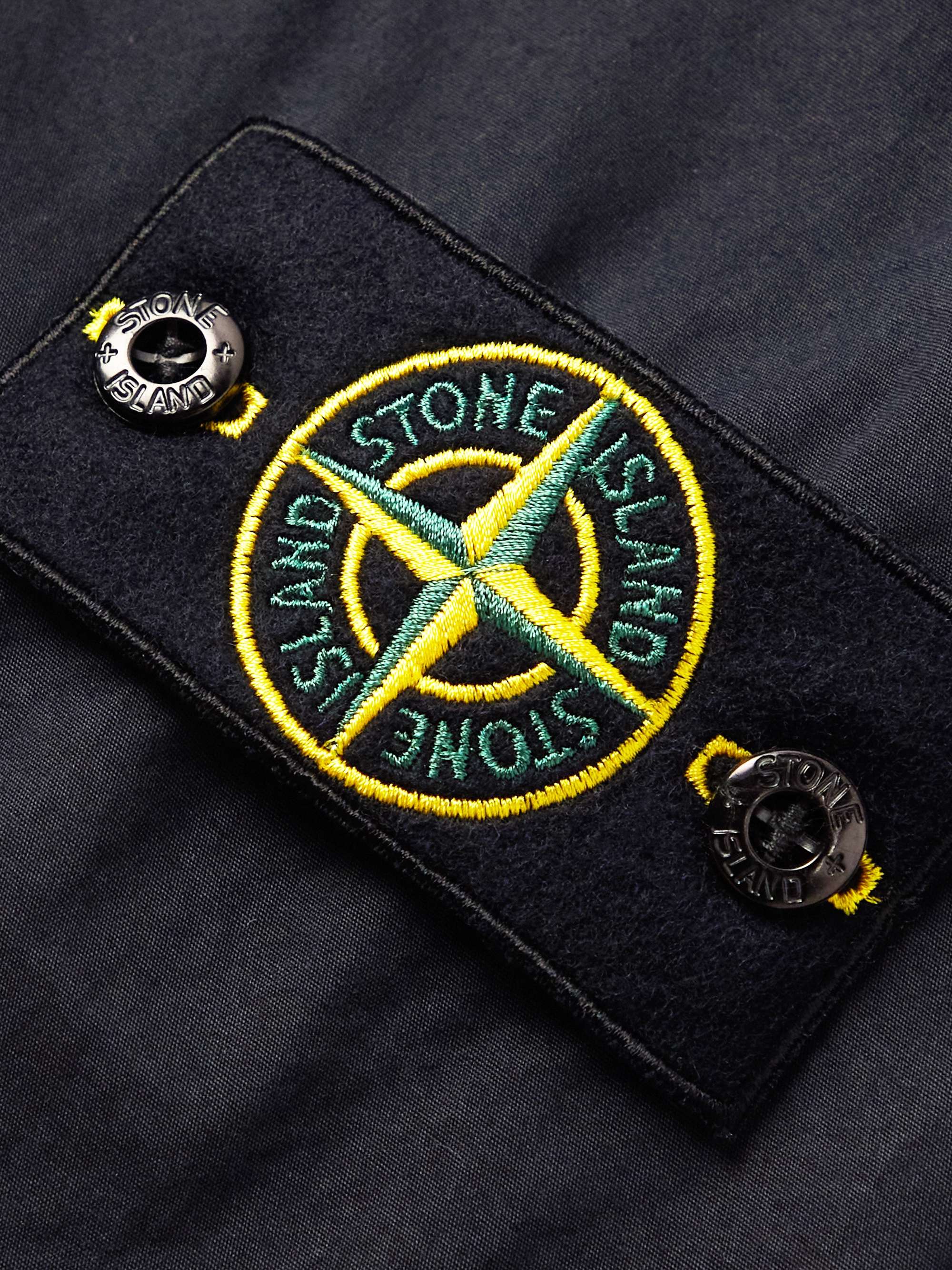 STONE ISLAND Logo-Appliquéd Brushed Cotton-Canvas Overshirt