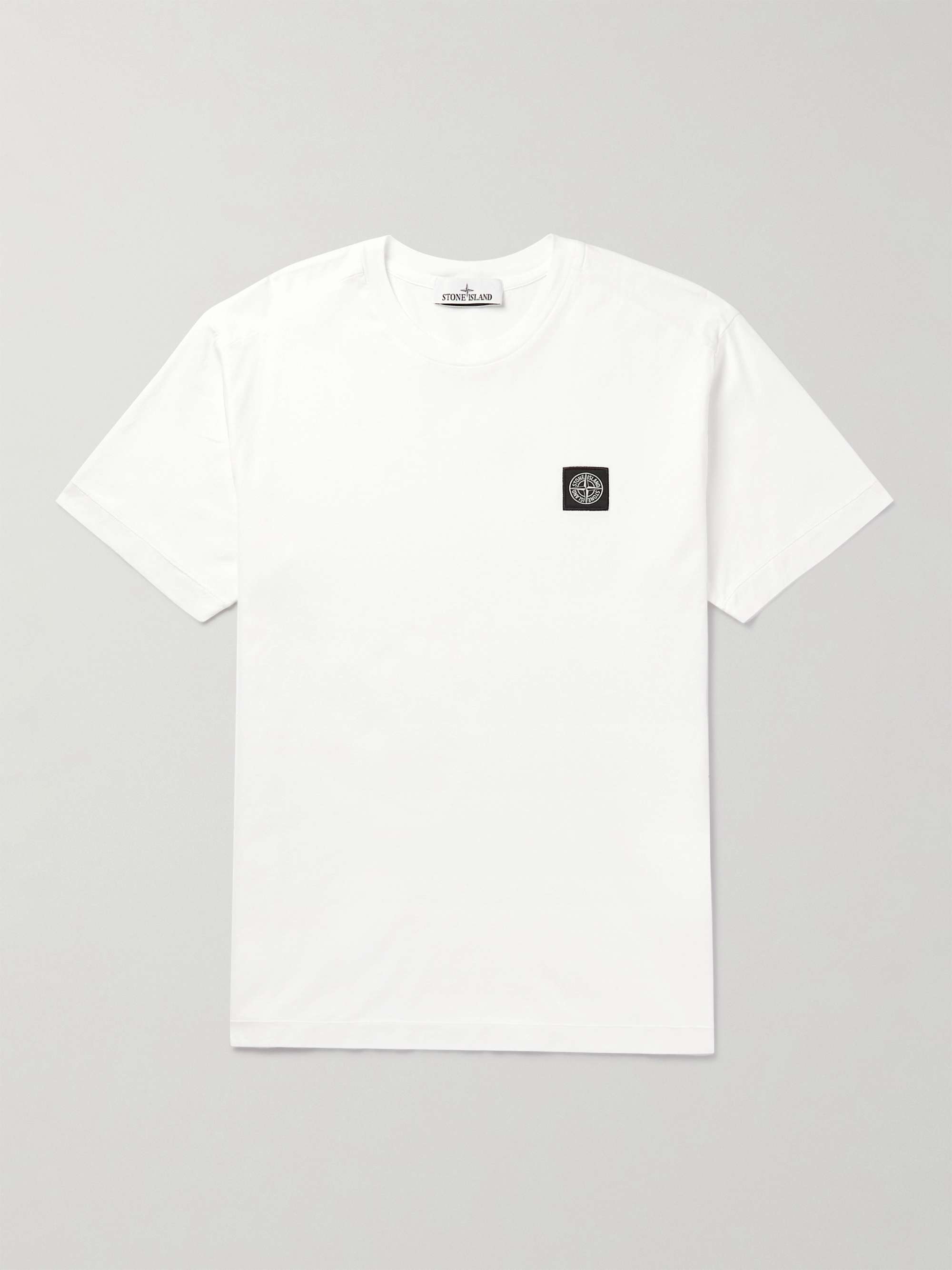 STONE ISLAND Logo-Appliquéd Garment-Dyed Cotton-Jersey T-Shirt for Men ...