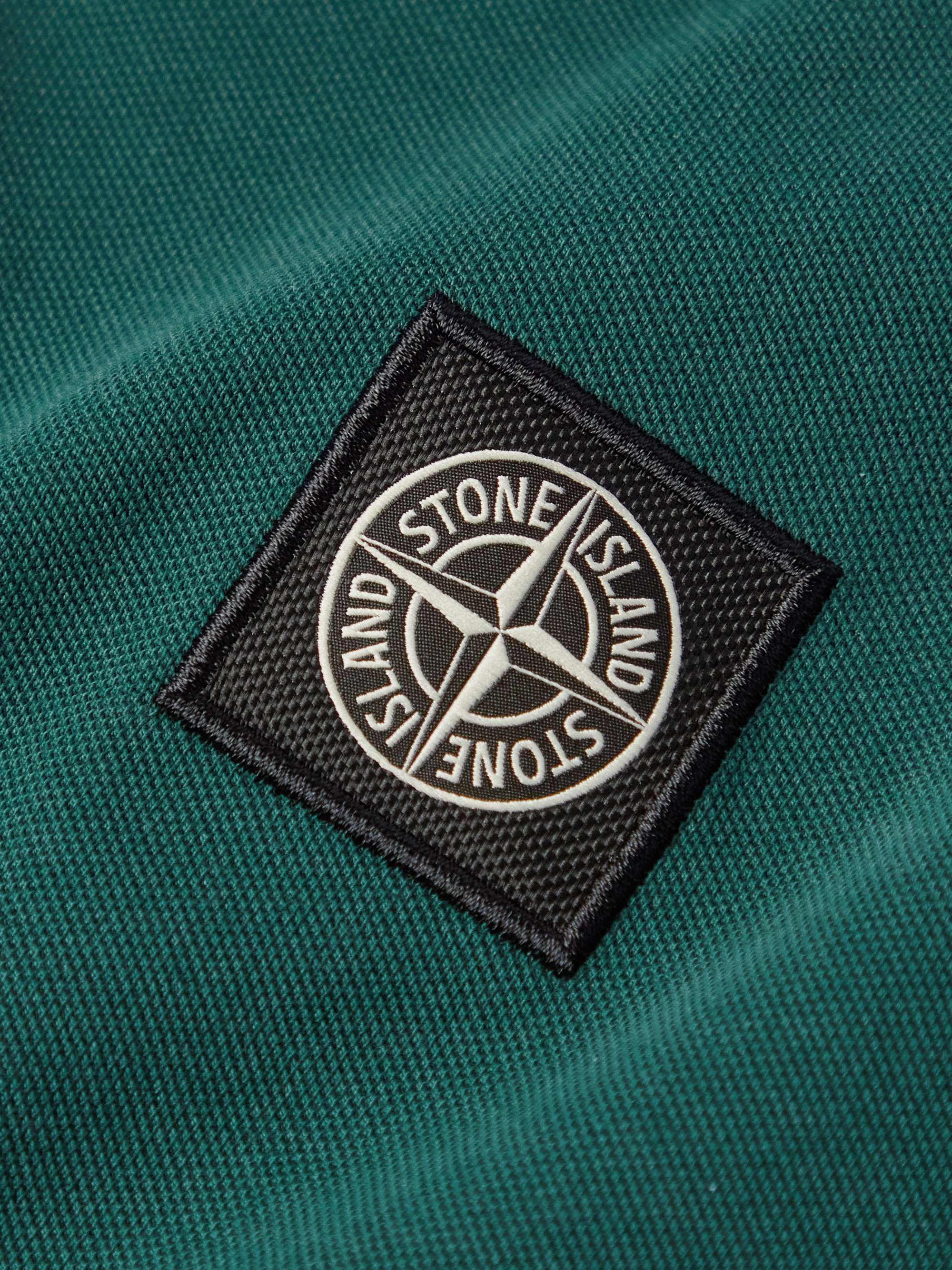 STONE ISLAND Logo-Appliquéd Stretch-Cotton Piqué Polo Shirt