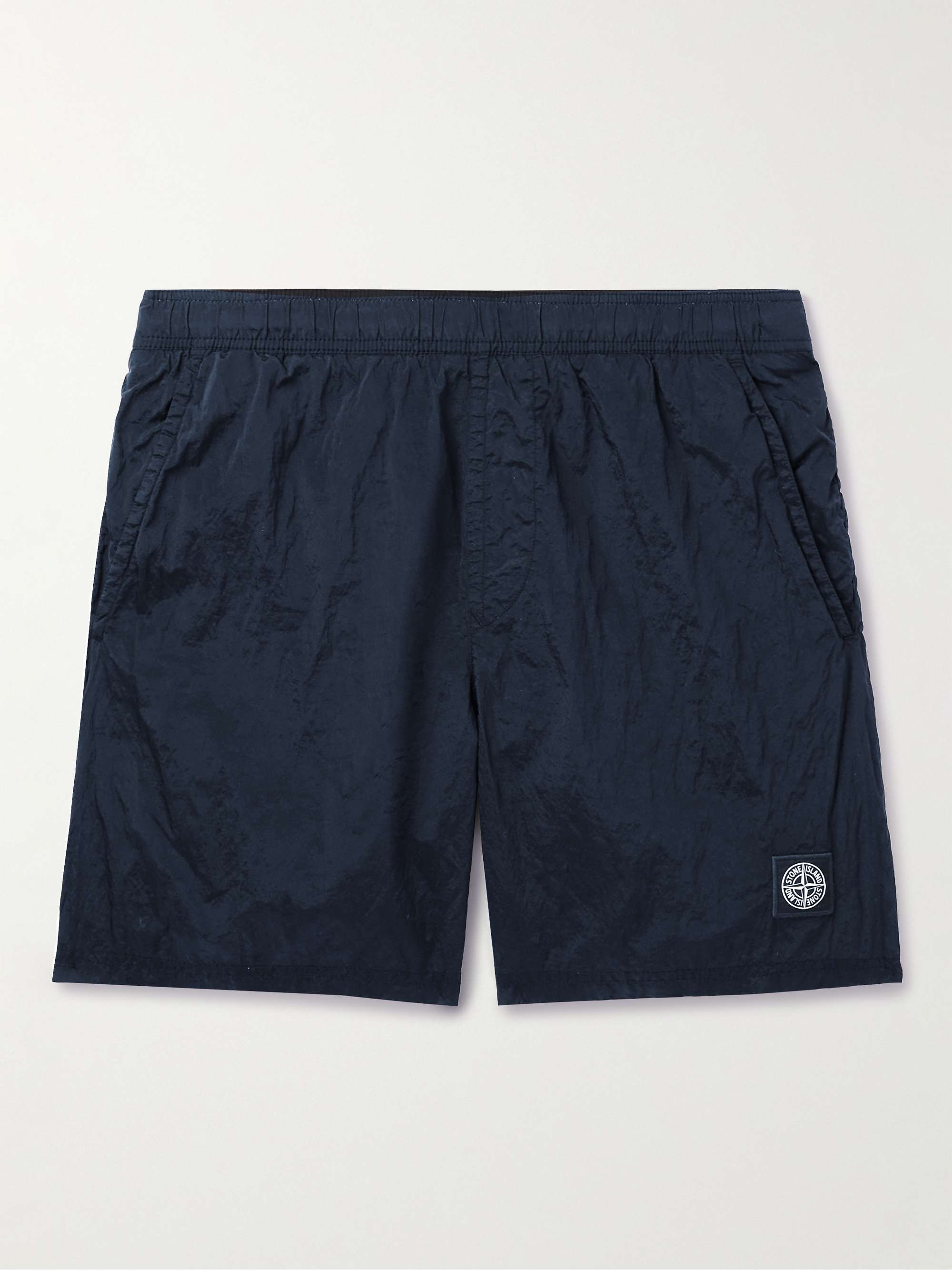 STONE ISLAND Logo-Appliquéd Straight-Leg Mid-Length Swim Shorts for Men ...