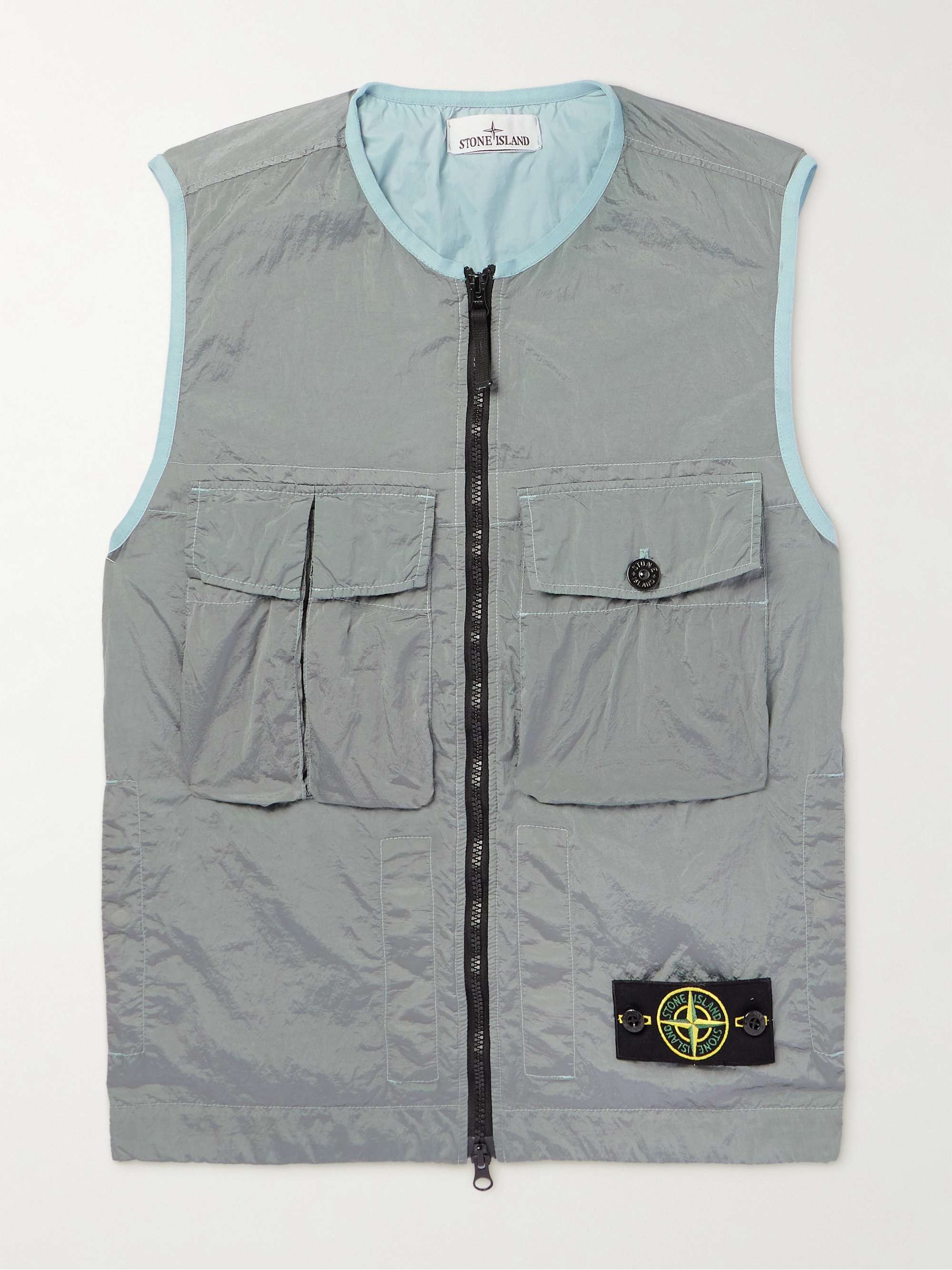 STONE ISLAND Logo-Appliquéd ECONYL® Nylon Metal Gilet for Men | MR