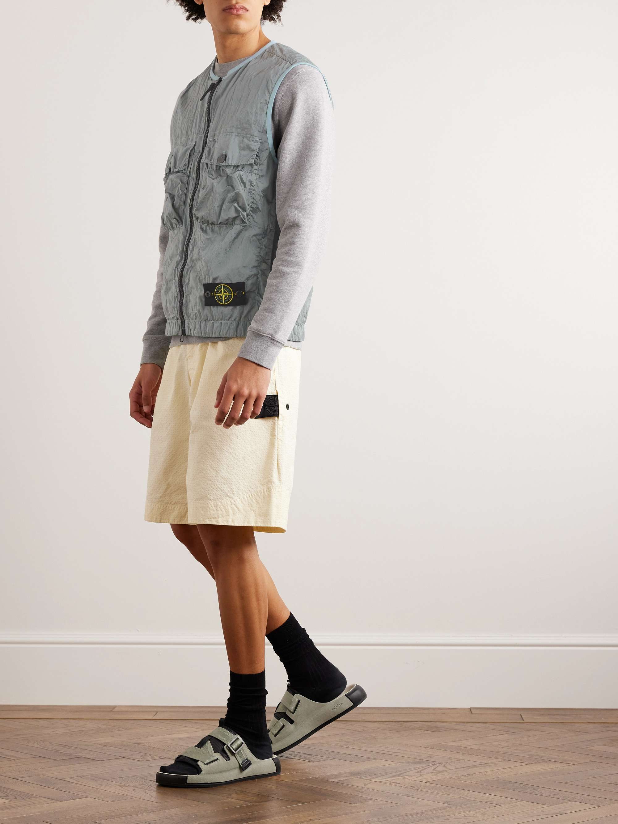 STONE ISLAND Logo-Appliquéd ECONYL® Nylon Metal Gilet