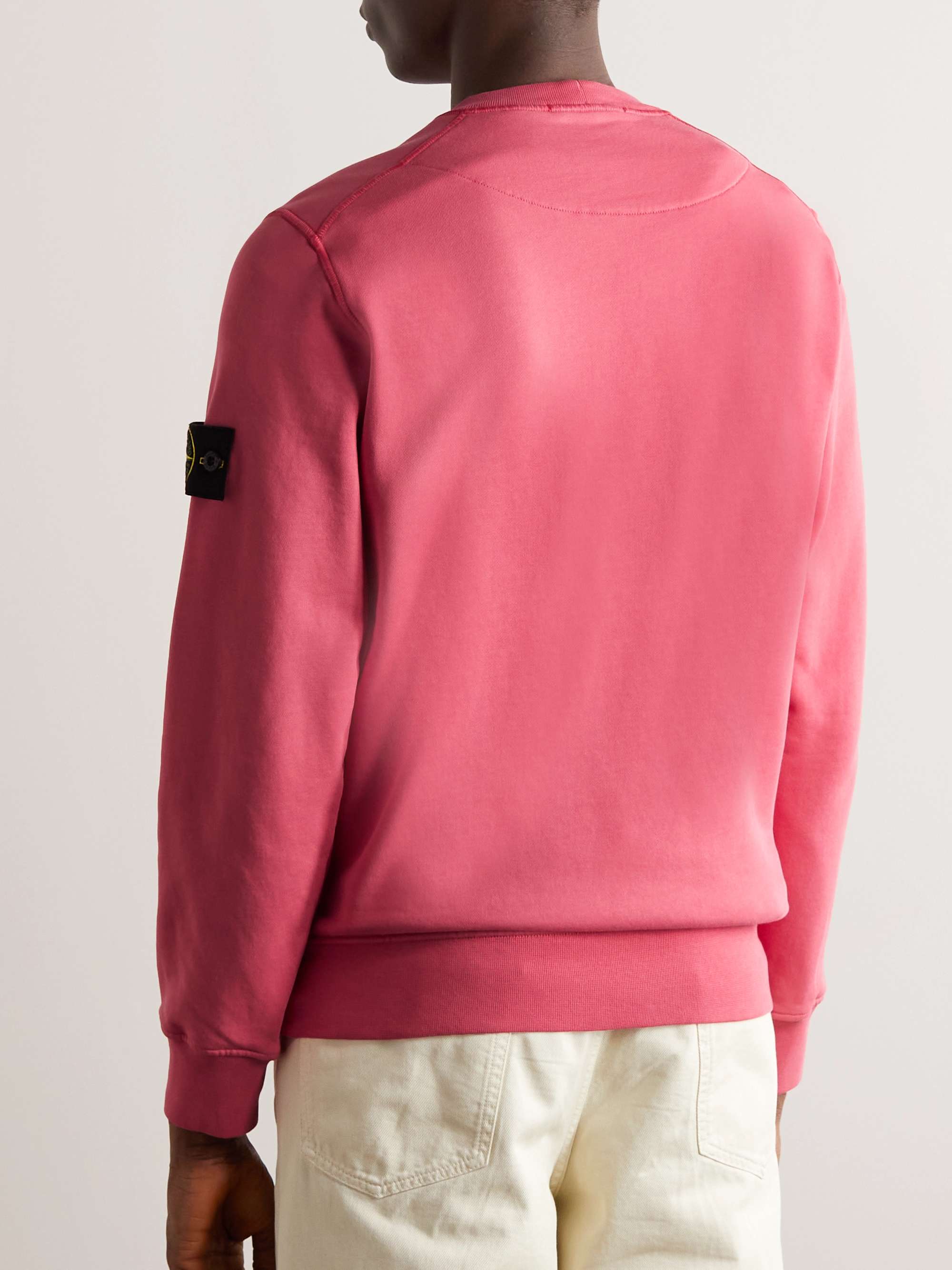 STONE ISLAND Logo-Appliquéd Garment-Dyed Cotton-Jersey Sweatshirt