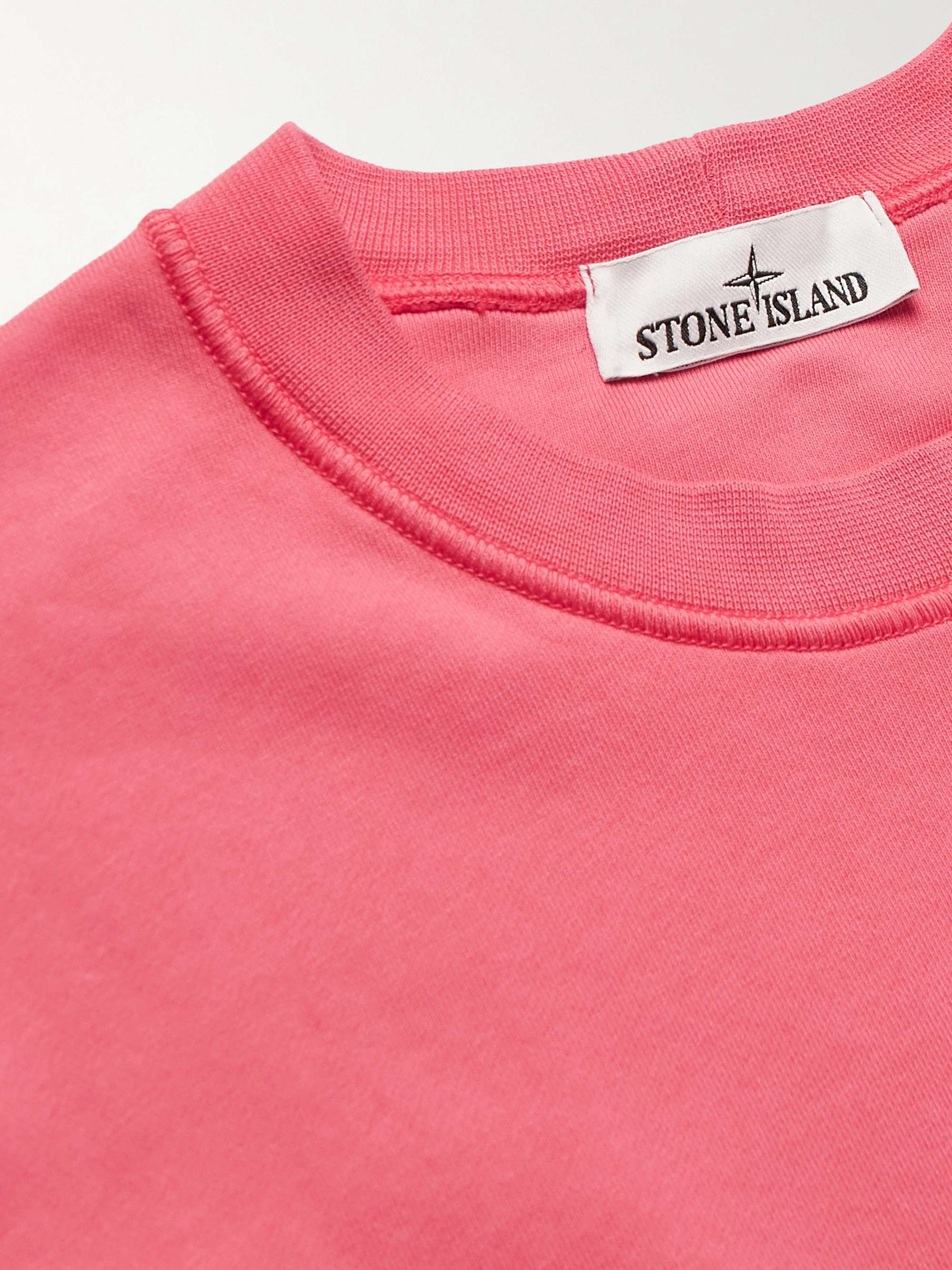 STONE ISLAND Logo-Appliquéd Garment-Dyed Cotton-Jersey Sweatshirt