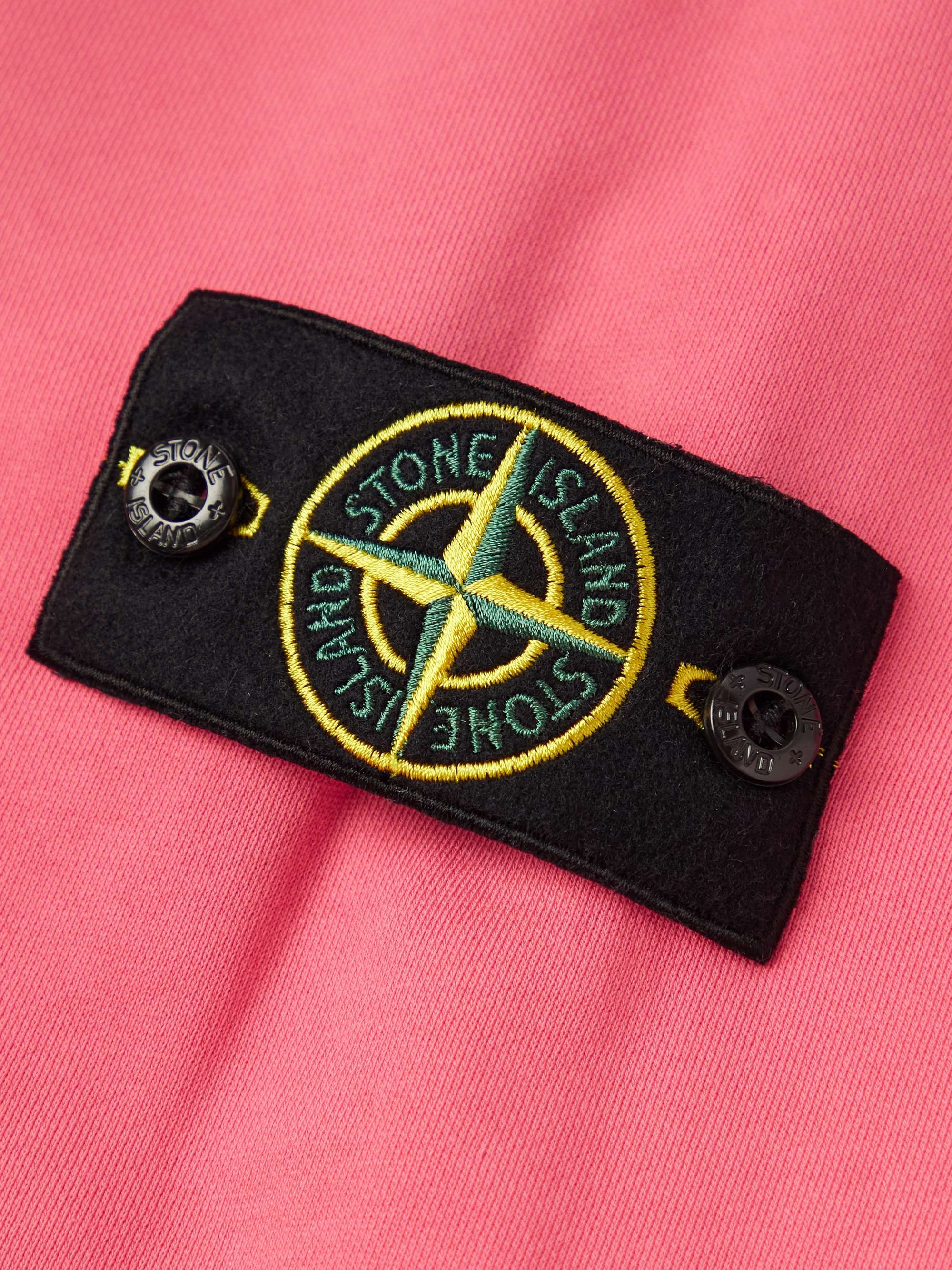 STONE ISLAND Logo-Appliquéd Garment-Dyed Cotton-Jersey Sweatshirt