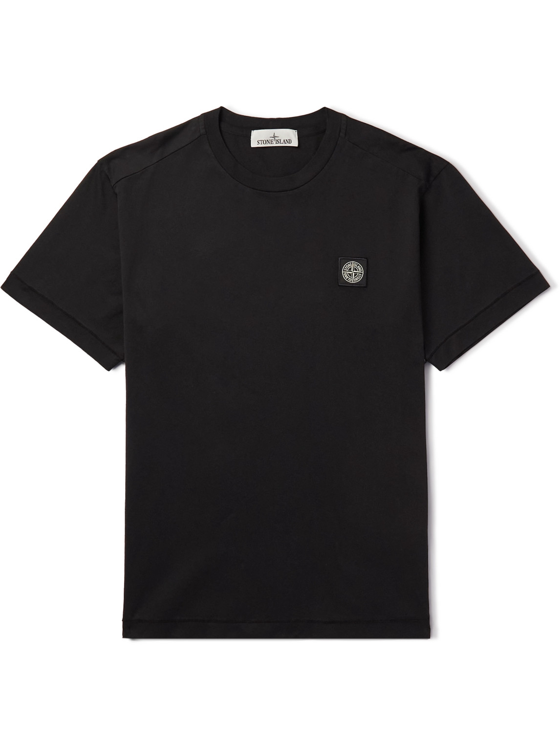 Stone Island Logo-appliquéd Garment-dyed Cotton-jersey T-shirt In Black