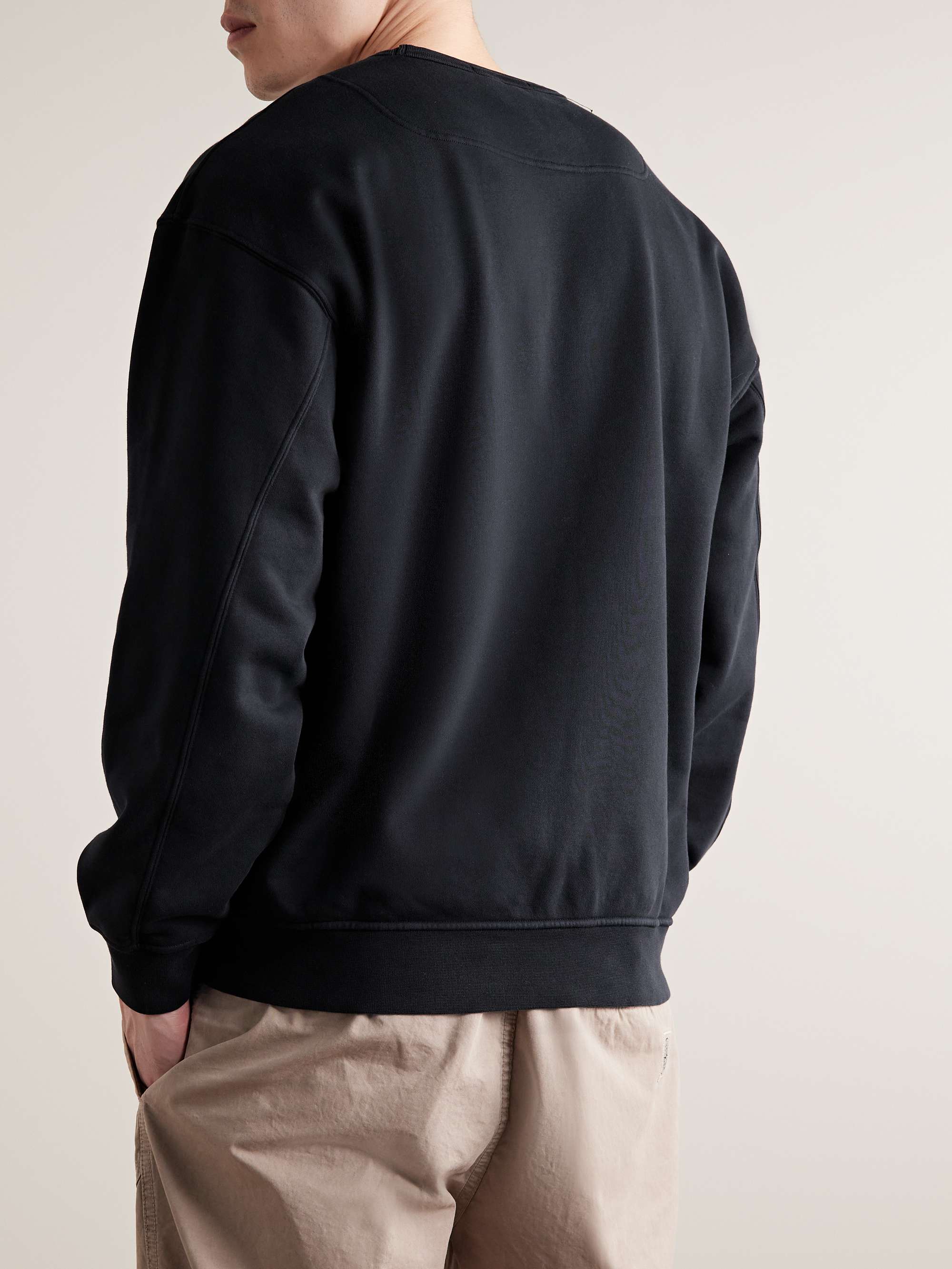 STONE ISLAND Logo-Embroidered Garment-Dyed Cotton-Jersey Sweatshirt
