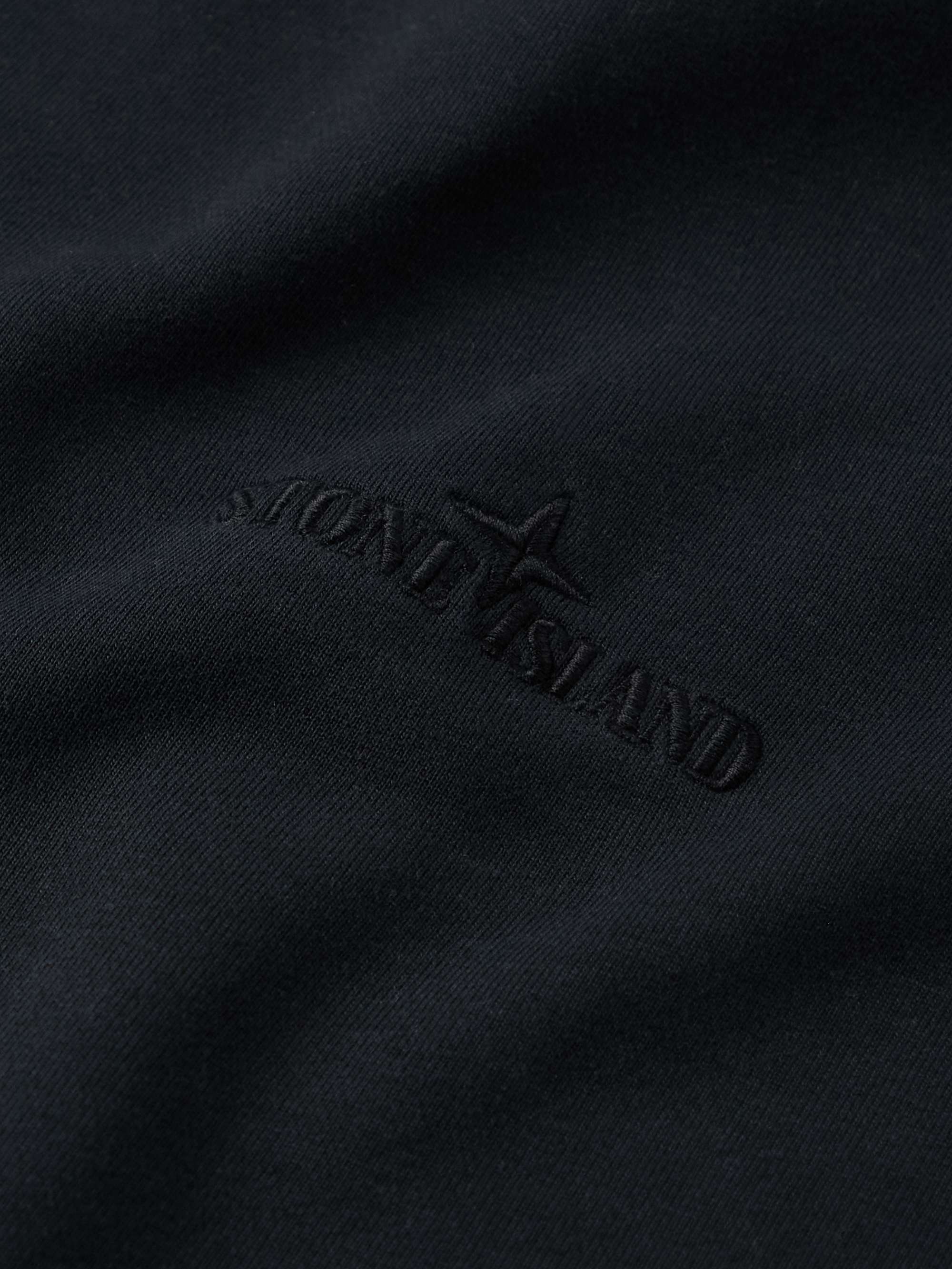 STONE ISLAND Logo-Embroidered Garment-Dyed Cotton-Jersey Sweatshirt