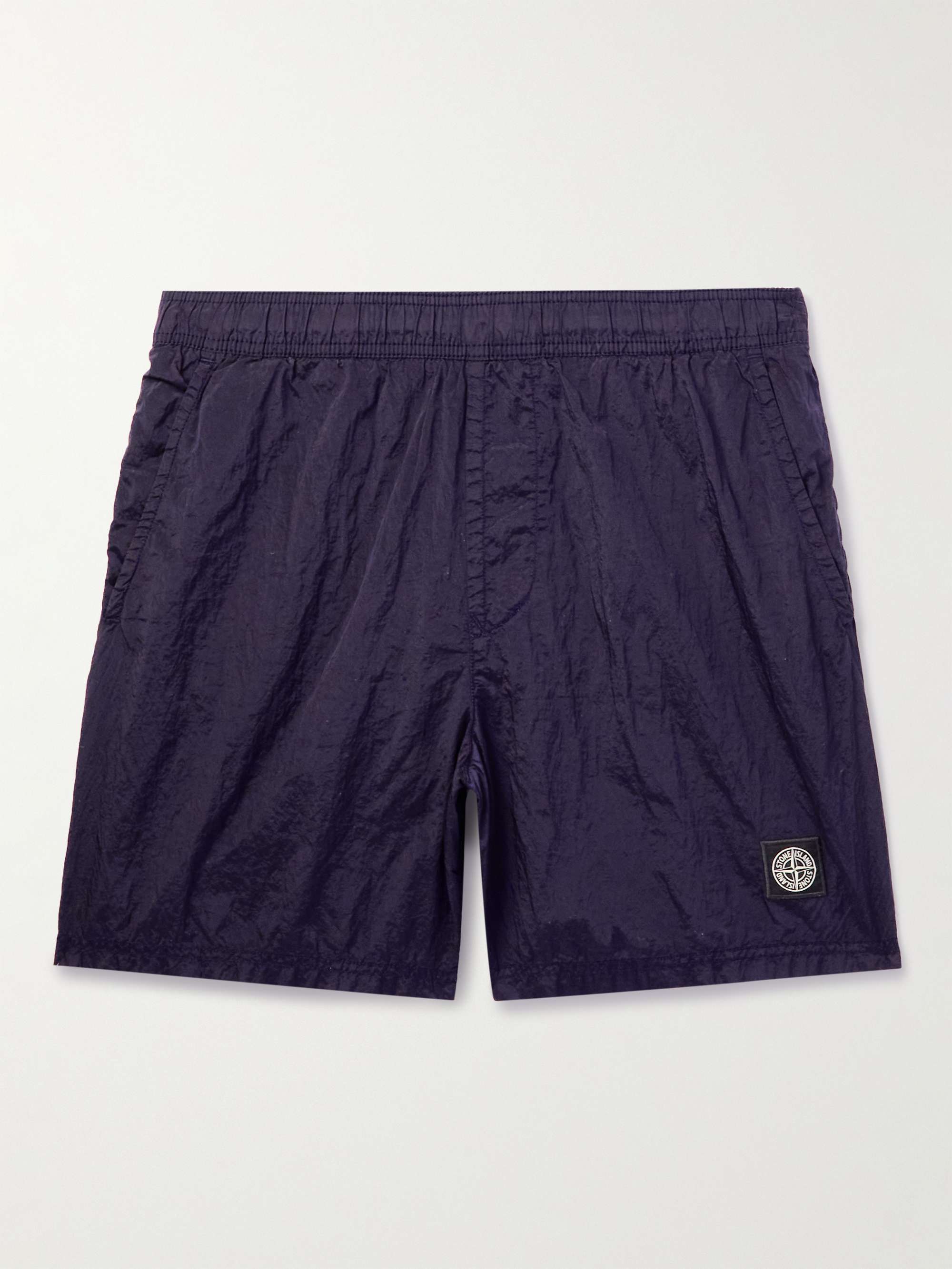 STONE ISLAND Logo-Appliquéd Straight-Leg Mid-Length Swim Shorts for Men ...