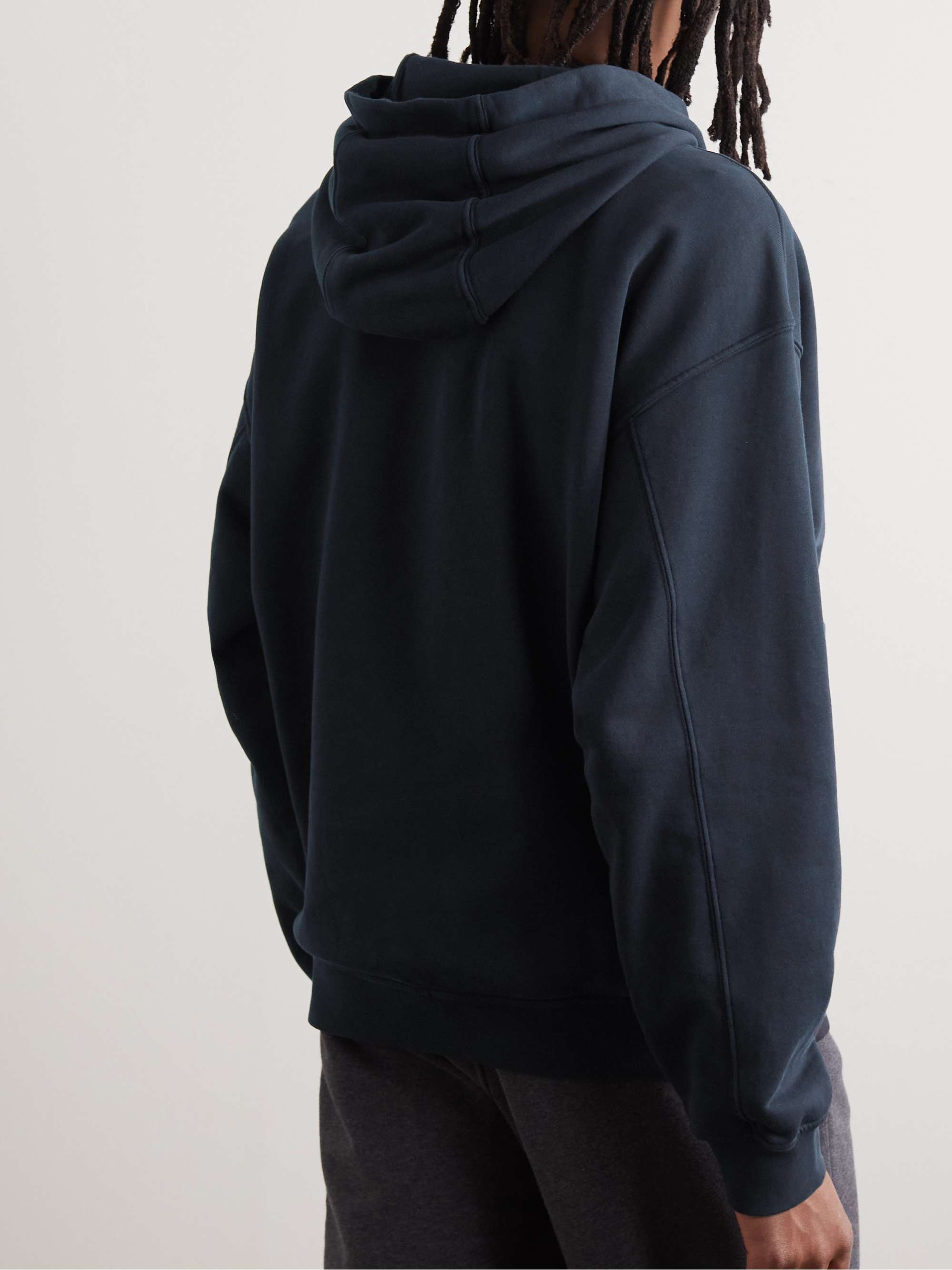 STONE ISLAND Logo-Embroidered Cotton-Jersey Hoodie