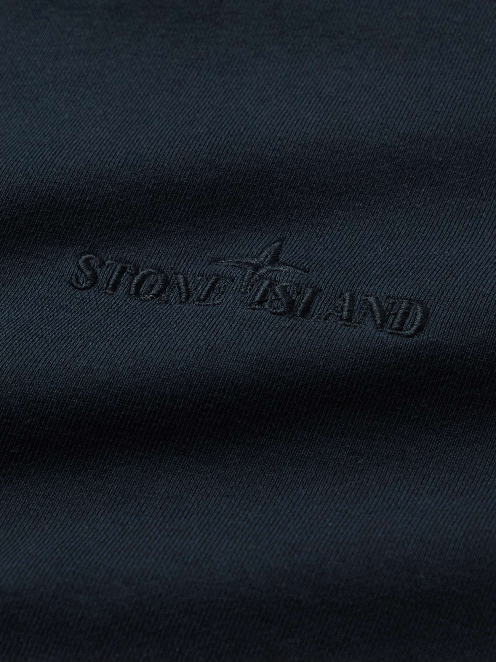 STONE ISLAND Logo-Embroidered Cotton-Jersey Hoodie