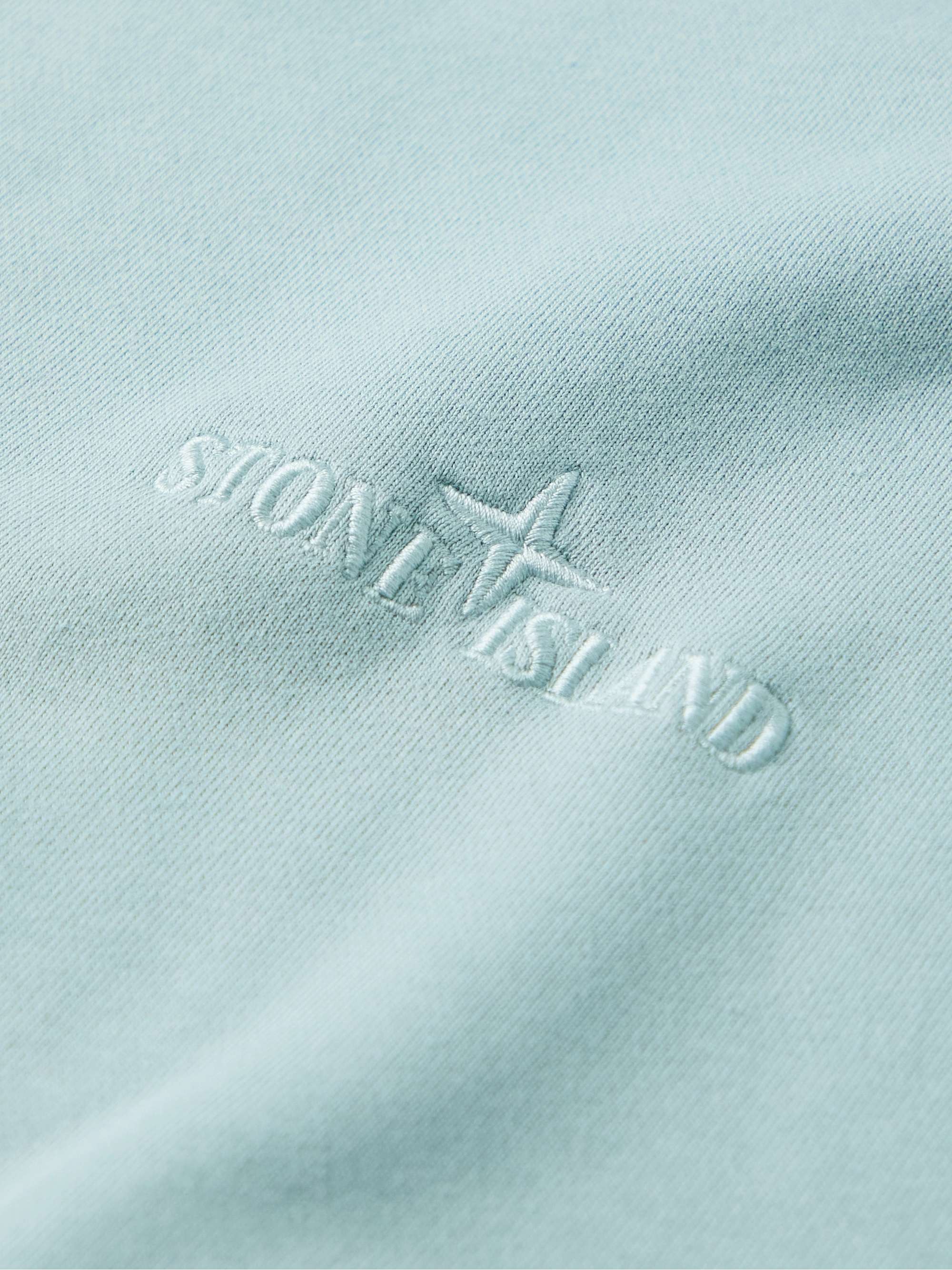 STONE ISLAND Logo-Embroidered Garment-Dyed Cotton-Jersey Sweatshirt