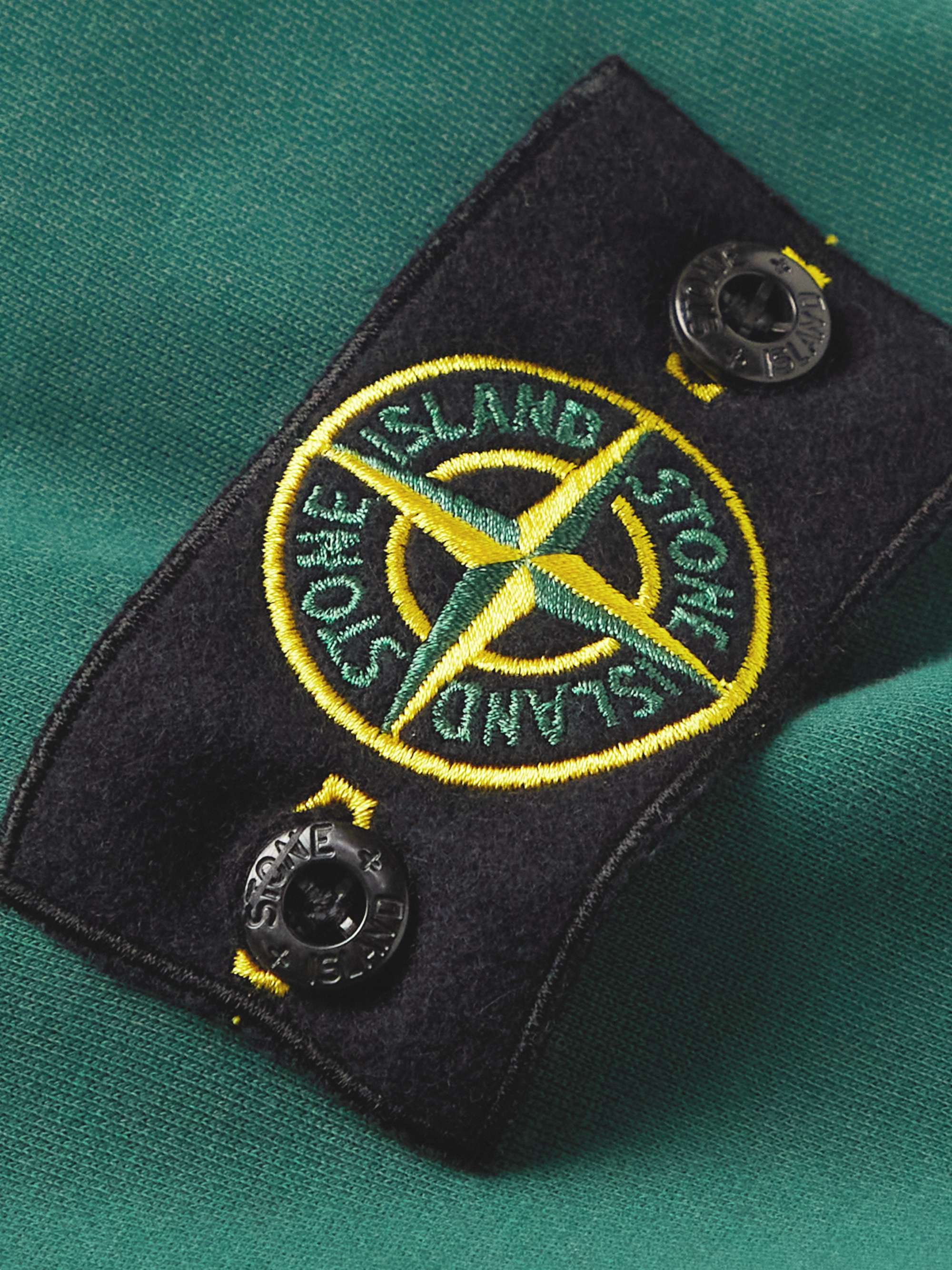 STONE ISLAND Logo-Appliquéd Garment-Dyed Cotton-Jersey Sweatshirt