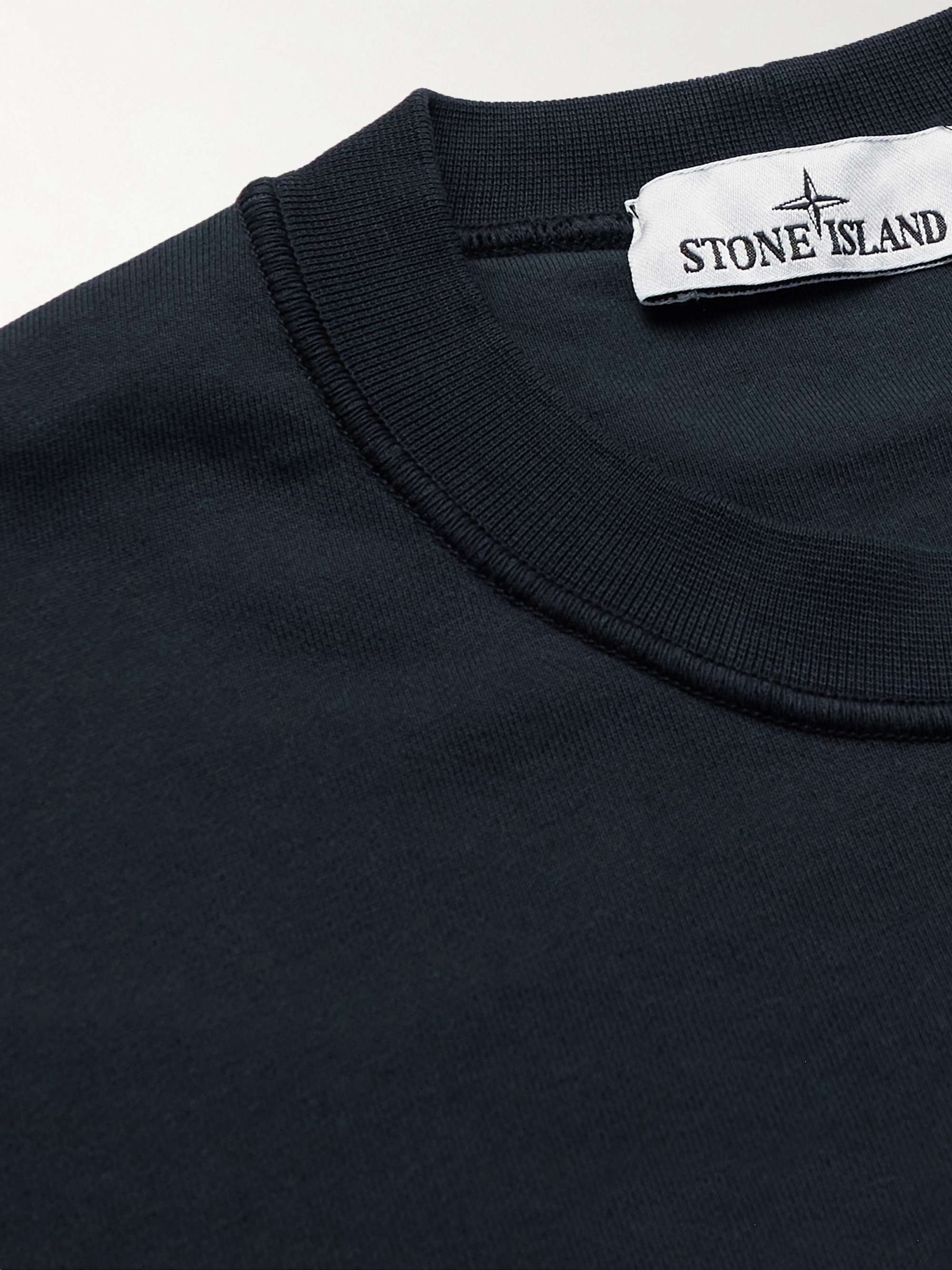 STONE ISLAND Logo-Appliquéd Garment-Dyed Cotton-Jersey Sweatshirt