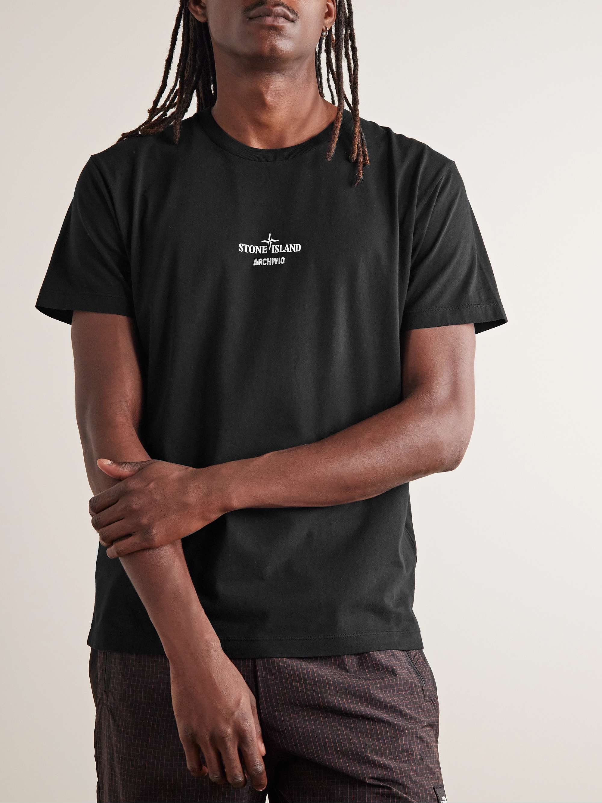 STONE ISLAND Archivo Logo-Print Cotton-Jersey T-Shirt
