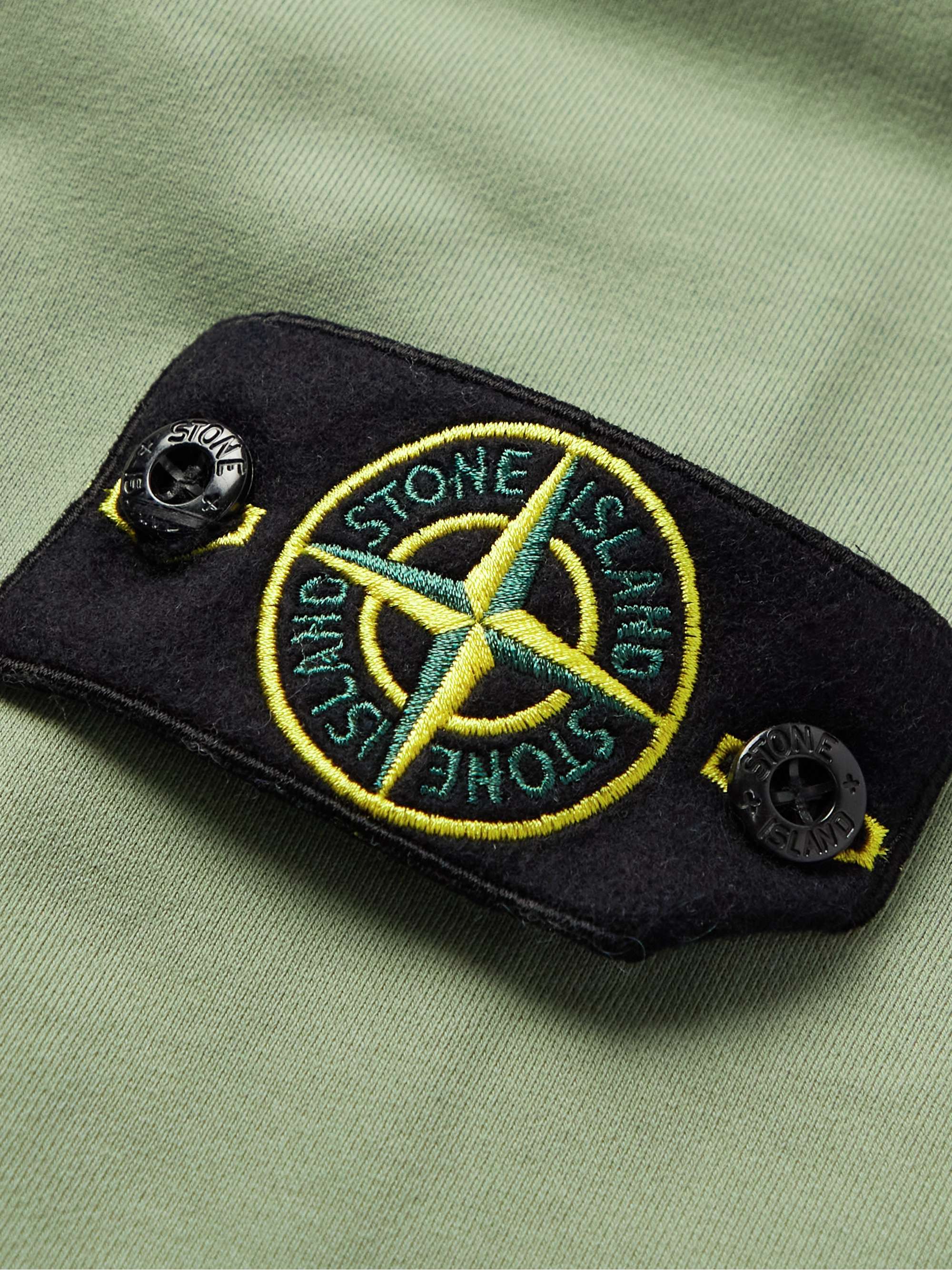 STONE ISLAND Logo-Appliquéd Garment-Dyed Cotton-Jersey Sweatshirt