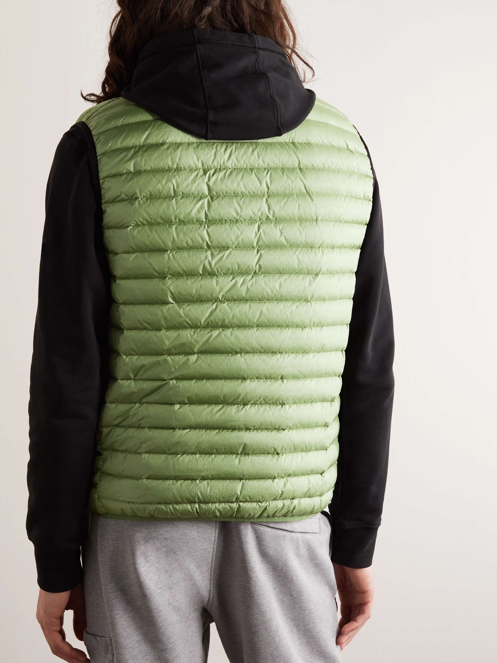 STONE ISLAND Logo-Appliquéd Garment-Dyed Quilted Shell Down Gilet