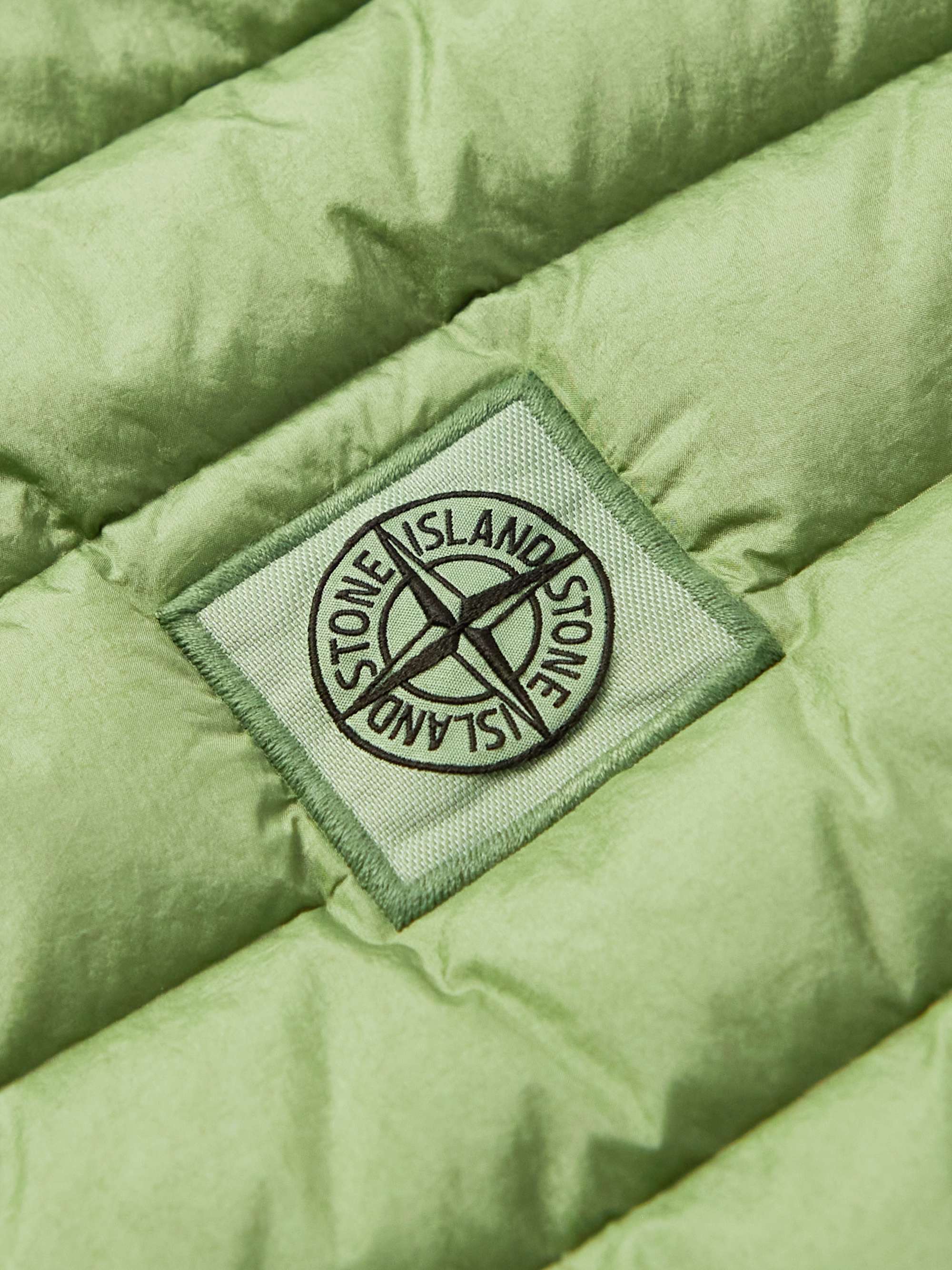STONE ISLAND Logo-Appliquéd Garment-Dyed Quilted Shell Down Gilet
