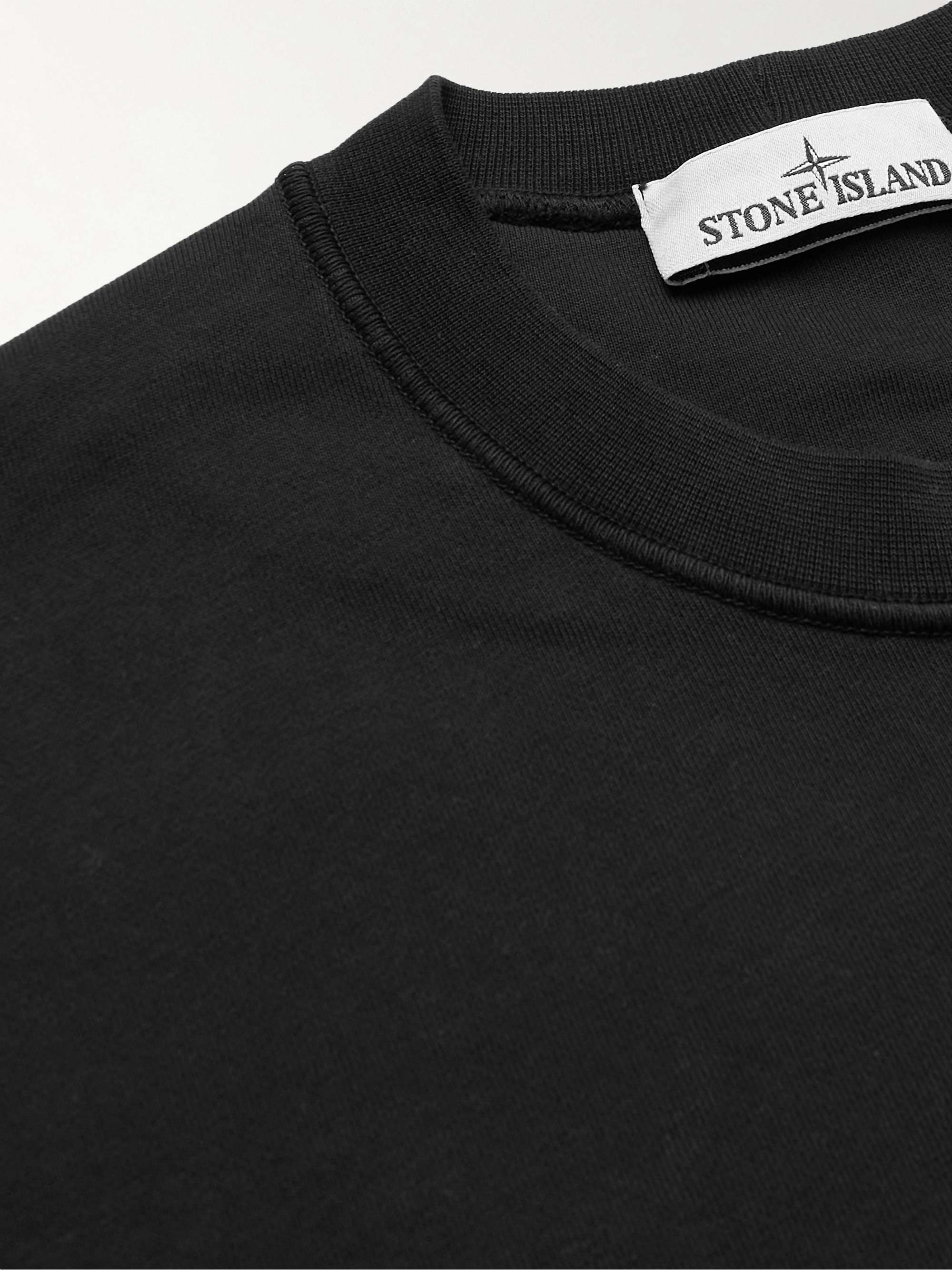 STONE ISLAND Logo-Appliquéd Garment-Dyed Cotton-Jersey Sweatshirt