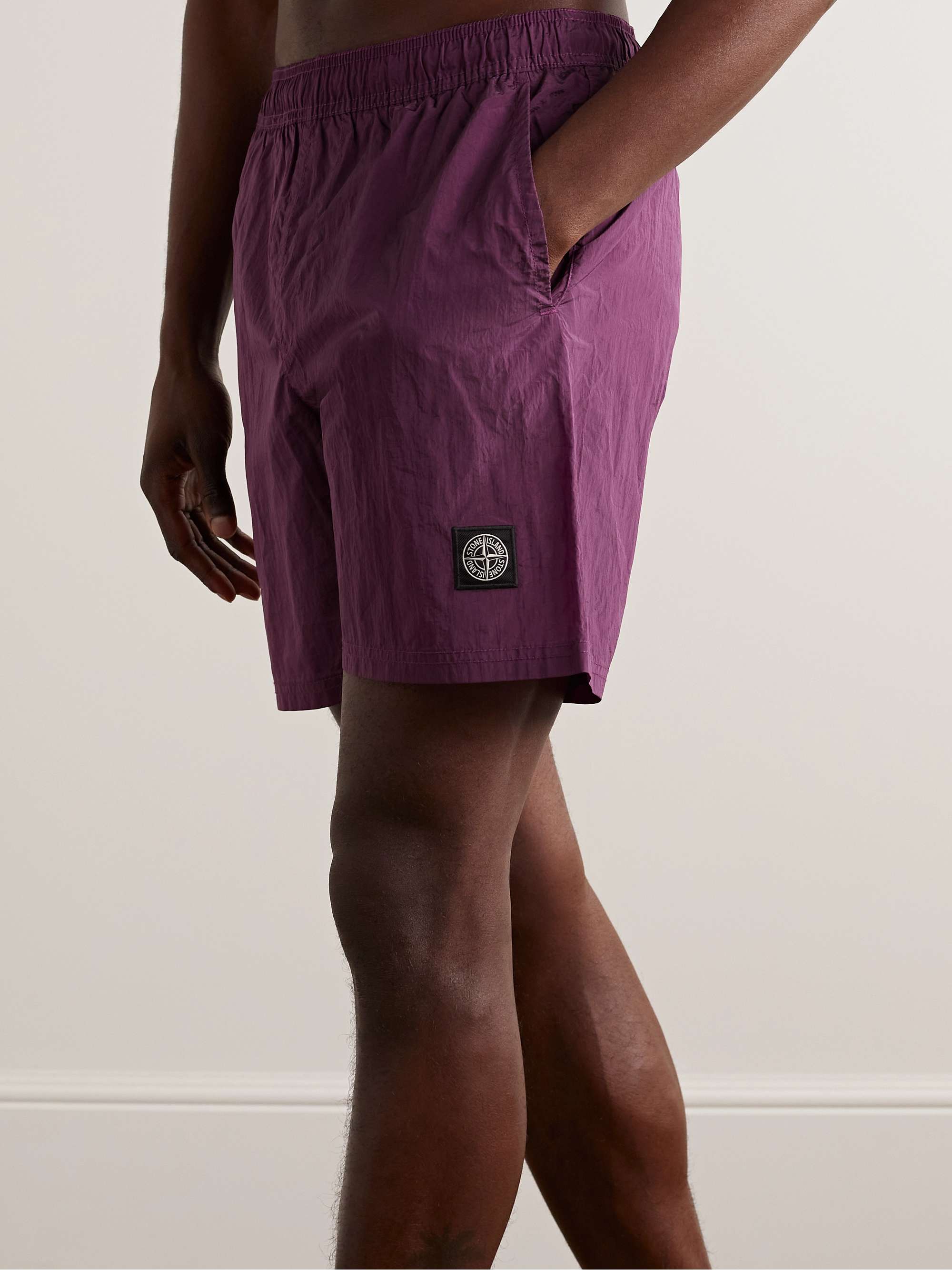 STONE ISLAND Logo-Appliquéd Straight-Leg Mid-Length Swim Shorts