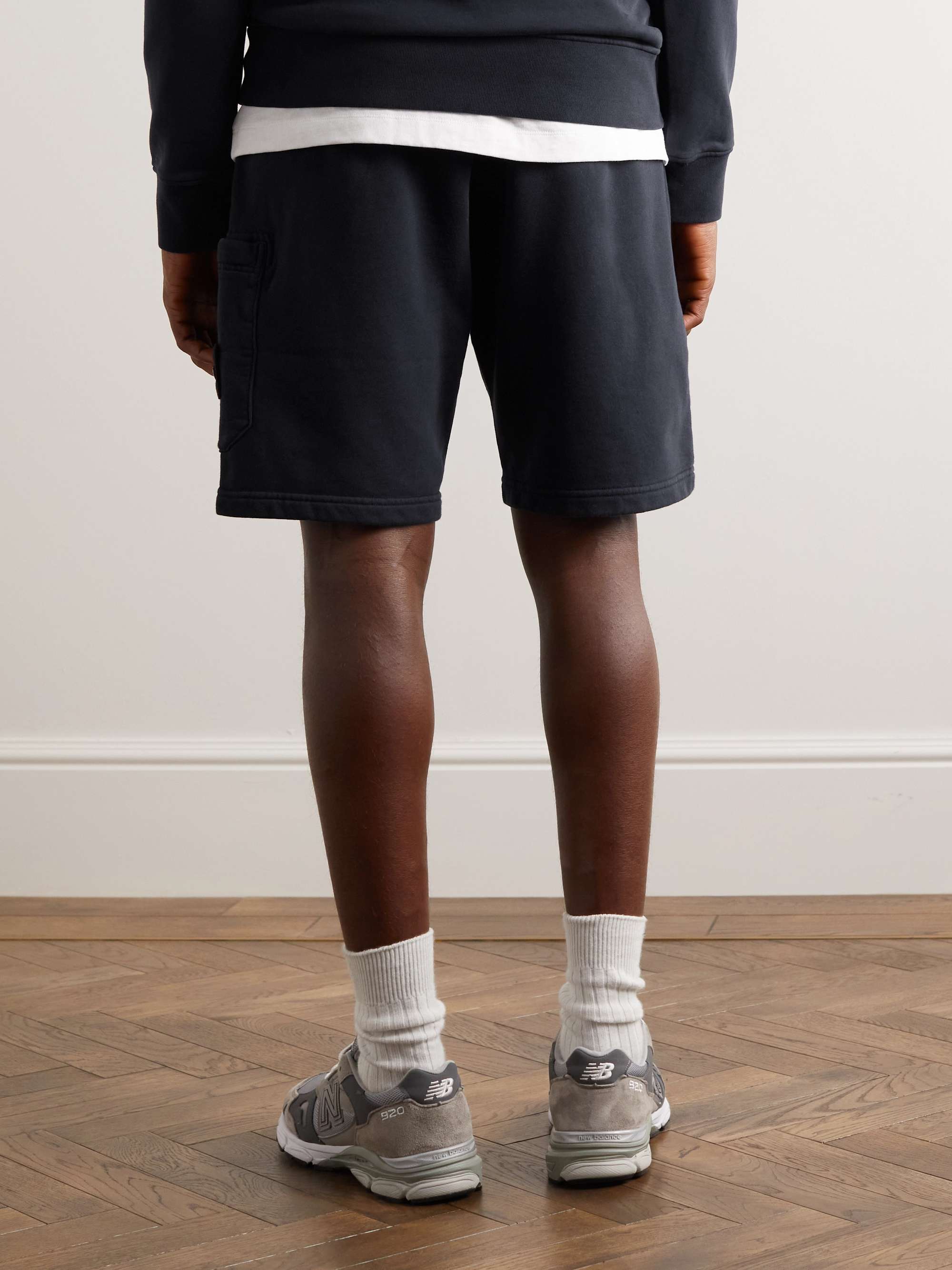 STONE ISLAND Straight-Leg Garment-Dyed Cotton-Jersey Drawstring Shorts
