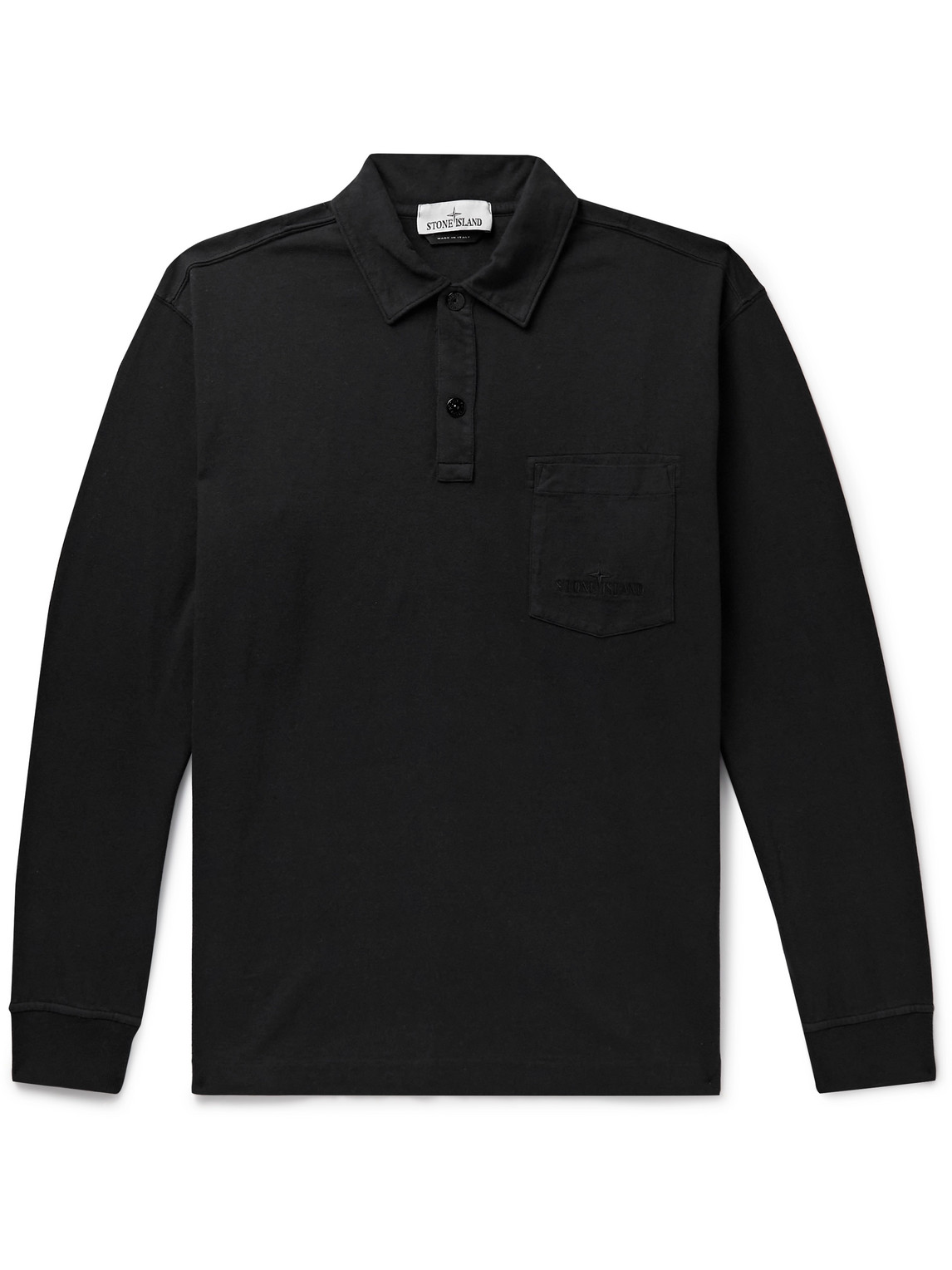 Stone Island Garment dyed Cotton jersey Polo Shirt In Black ModeSens