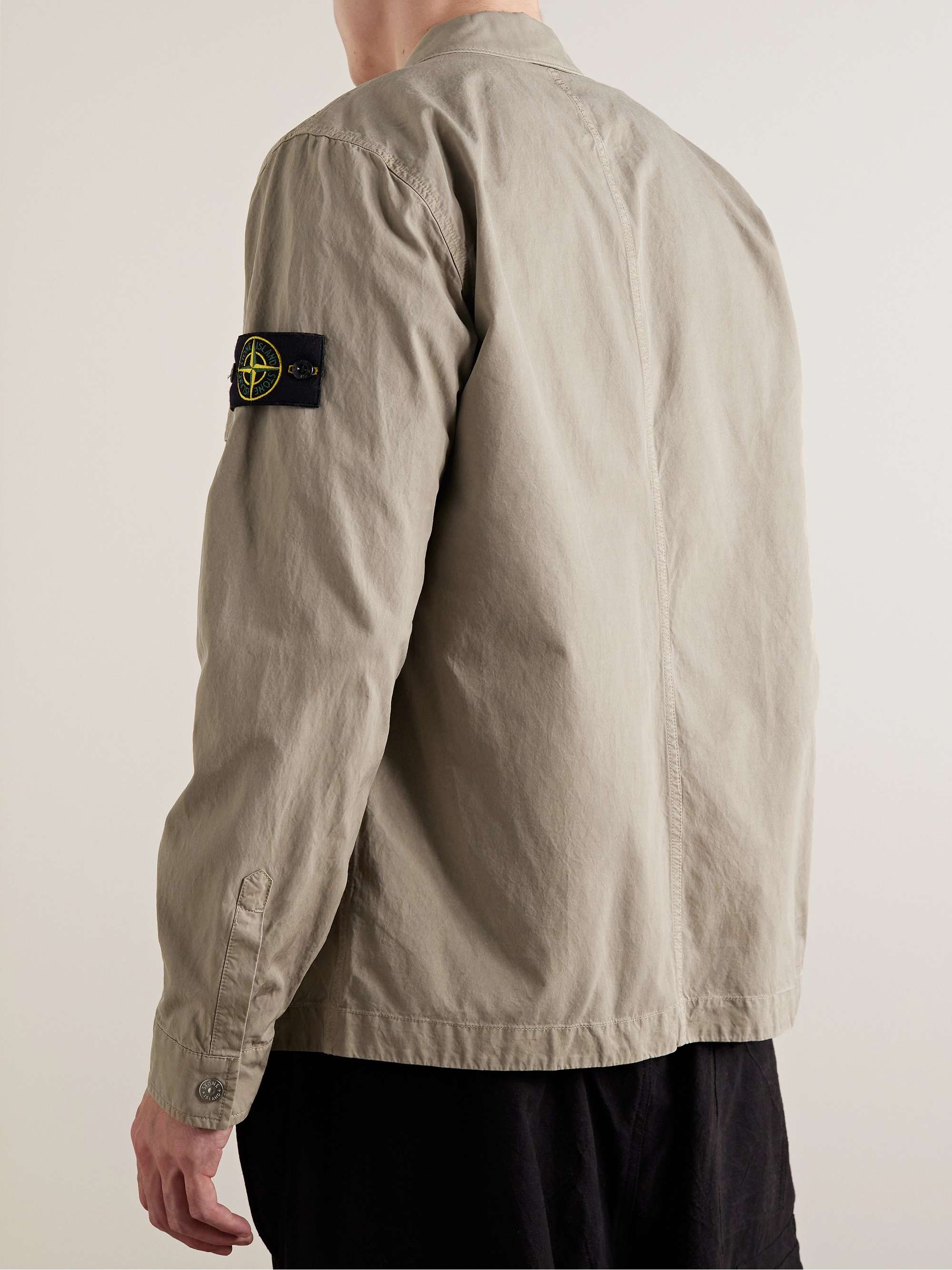 STONE ISLAND Logo-Appliquéd Twill Shirt Jacket