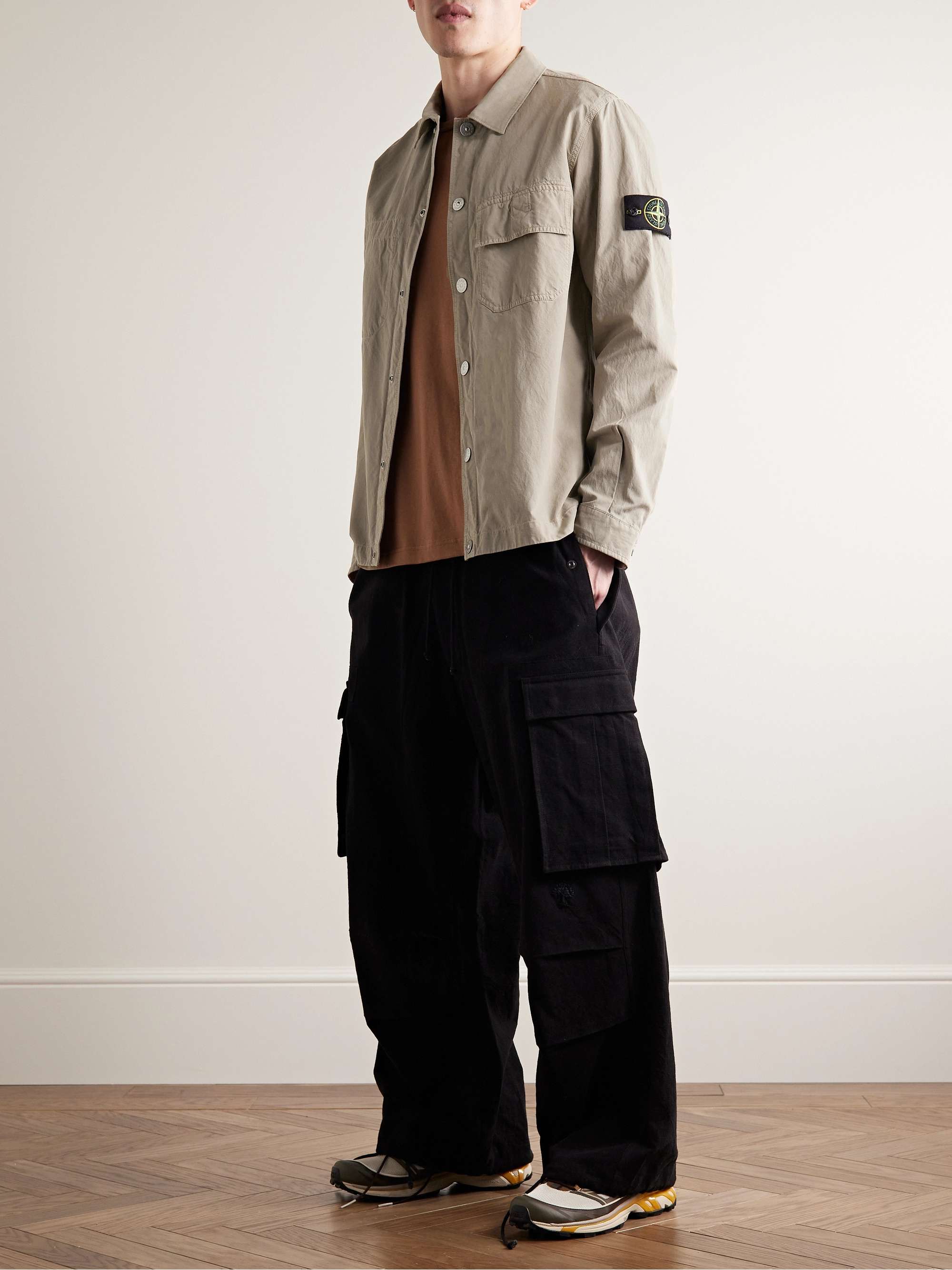 STONE ISLAND Logo-Appliquéd Twill Shirt Jacket