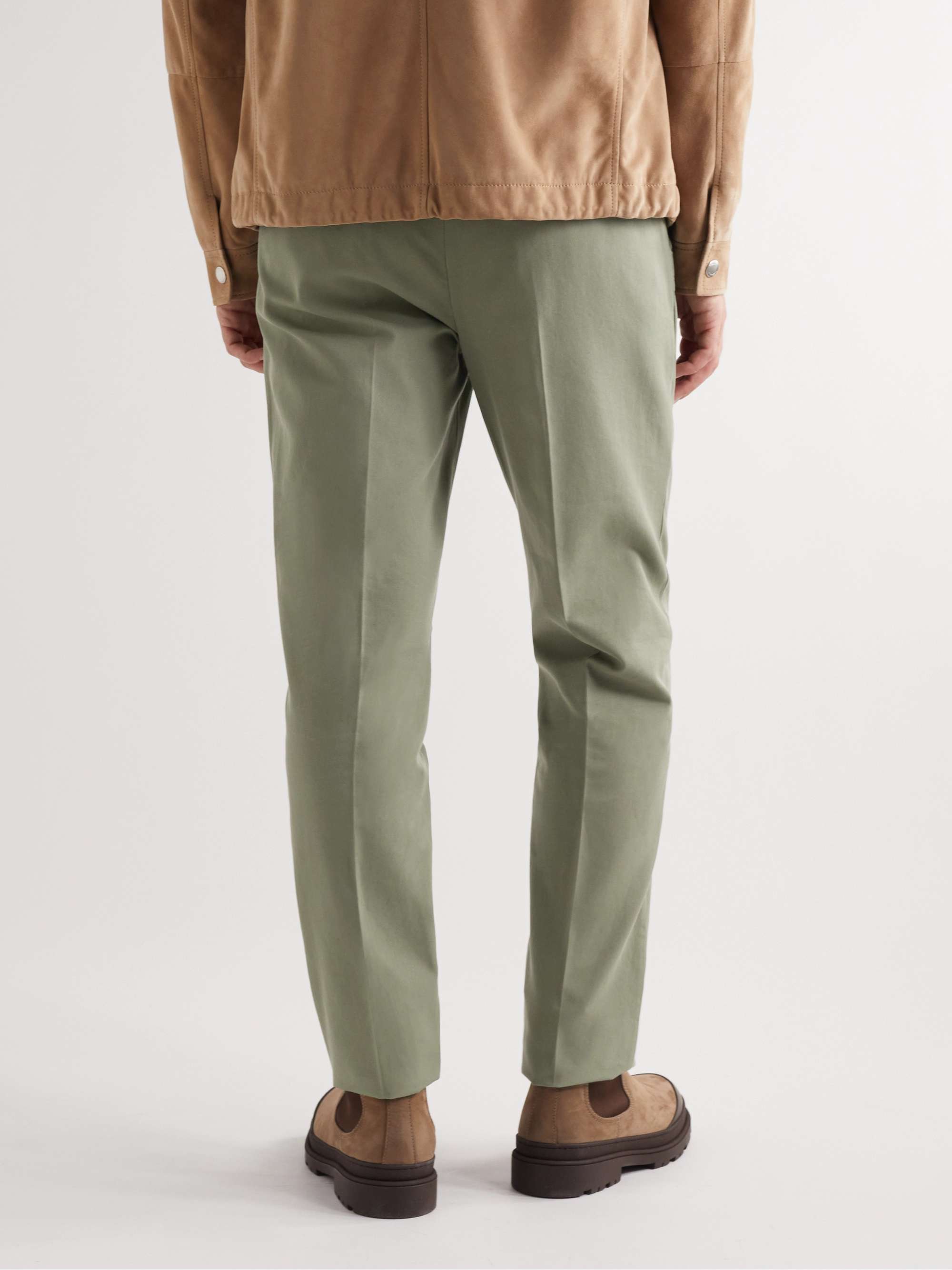 BRUNELLO CUCINELLI Straight-Leg Pleated Cotton-Twill Trousers