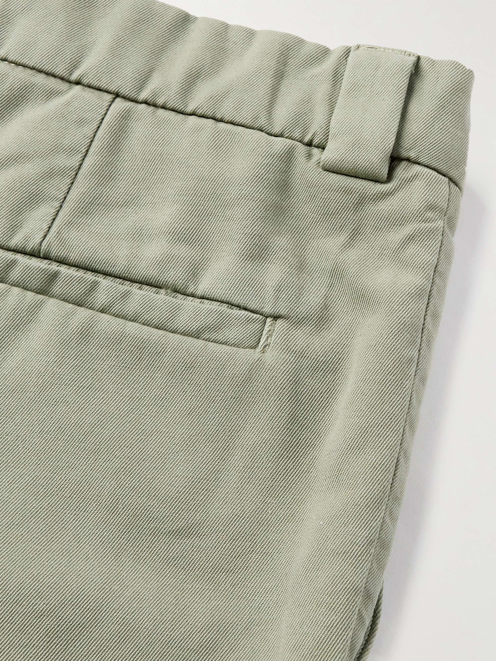 BRUNELLO CUCINELLI Straight-Leg Pleated Cotton-Twill Trousers