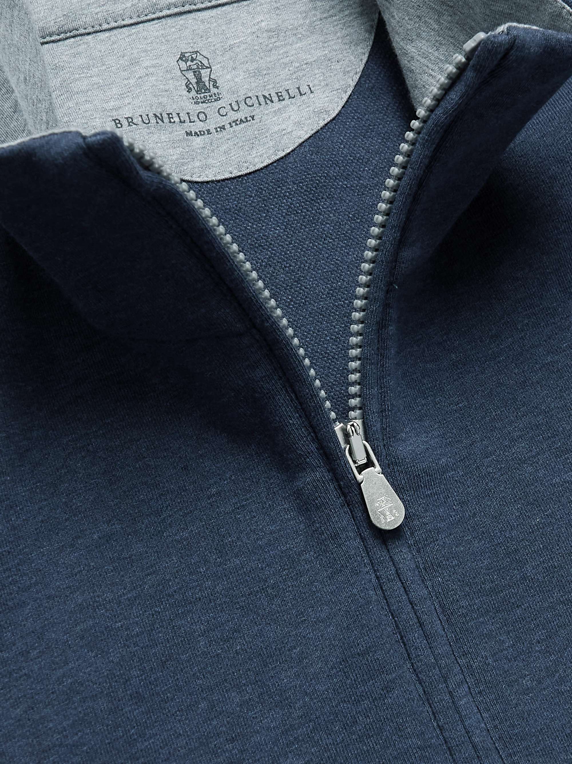 BRUNELLO CUCINELLI Cotton-Blend Jersey Half-Zip Sweatshirt