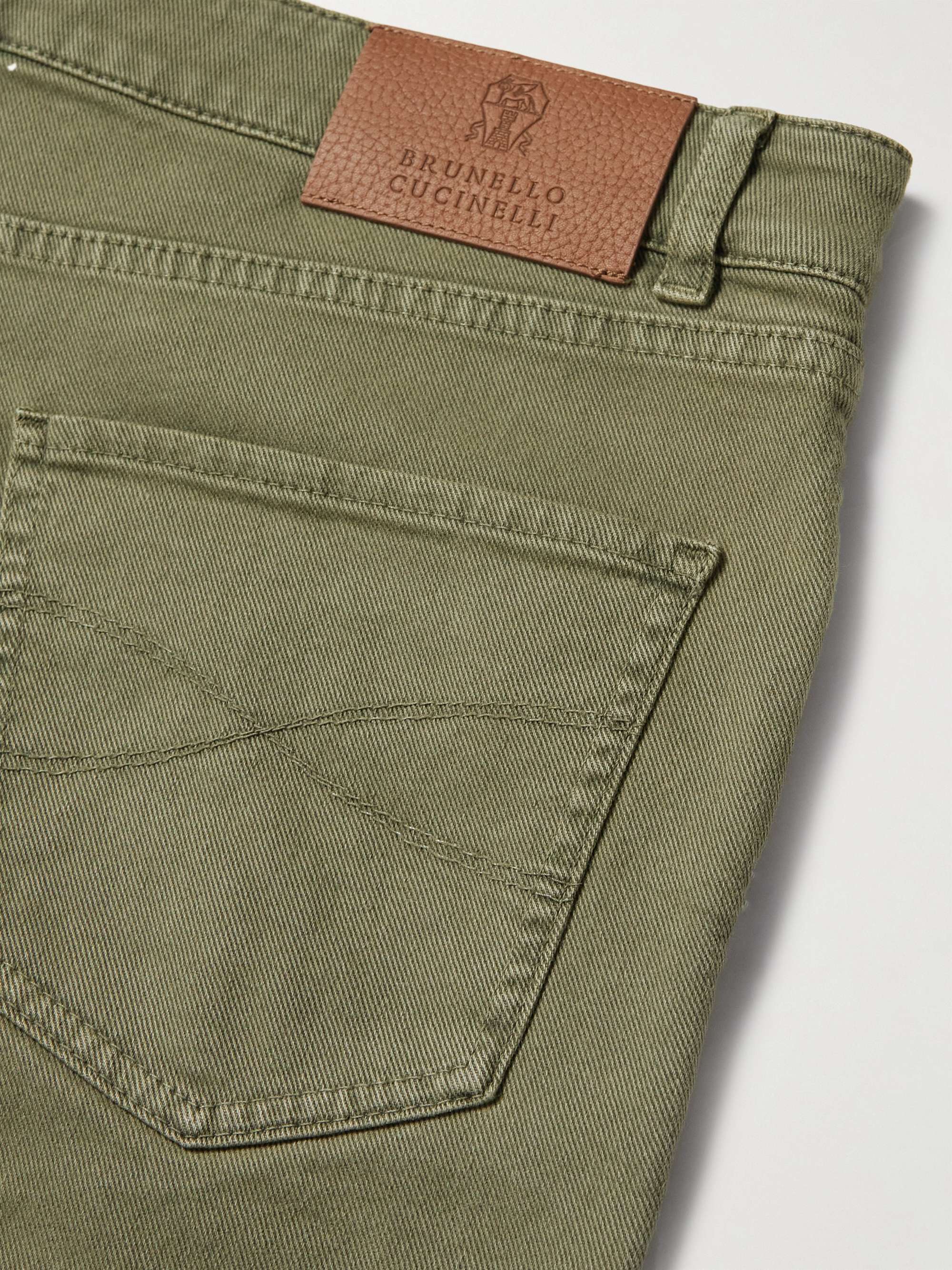 BRUNELLO CUCINELLI Tapered Garment-Dyed Stretch-Cotton Trousers