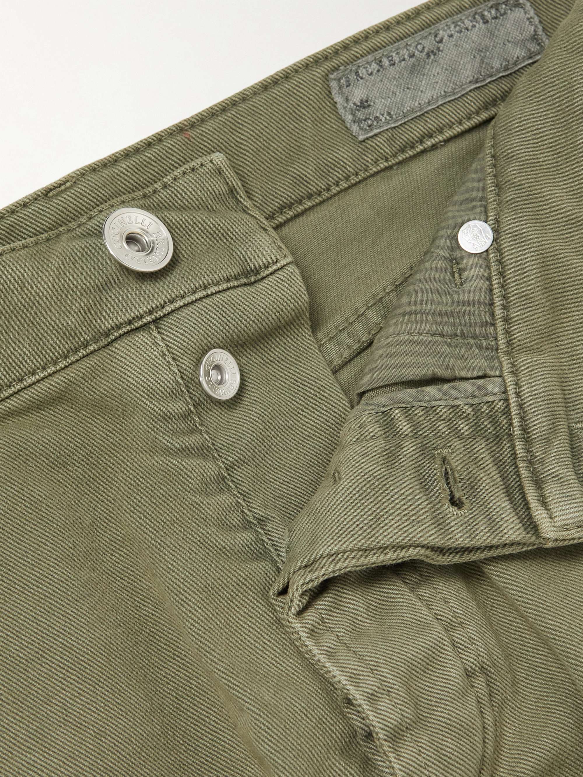 BRUNELLO CUCINELLI Tapered Garment-Dyed Stretch-Cotton Trousers