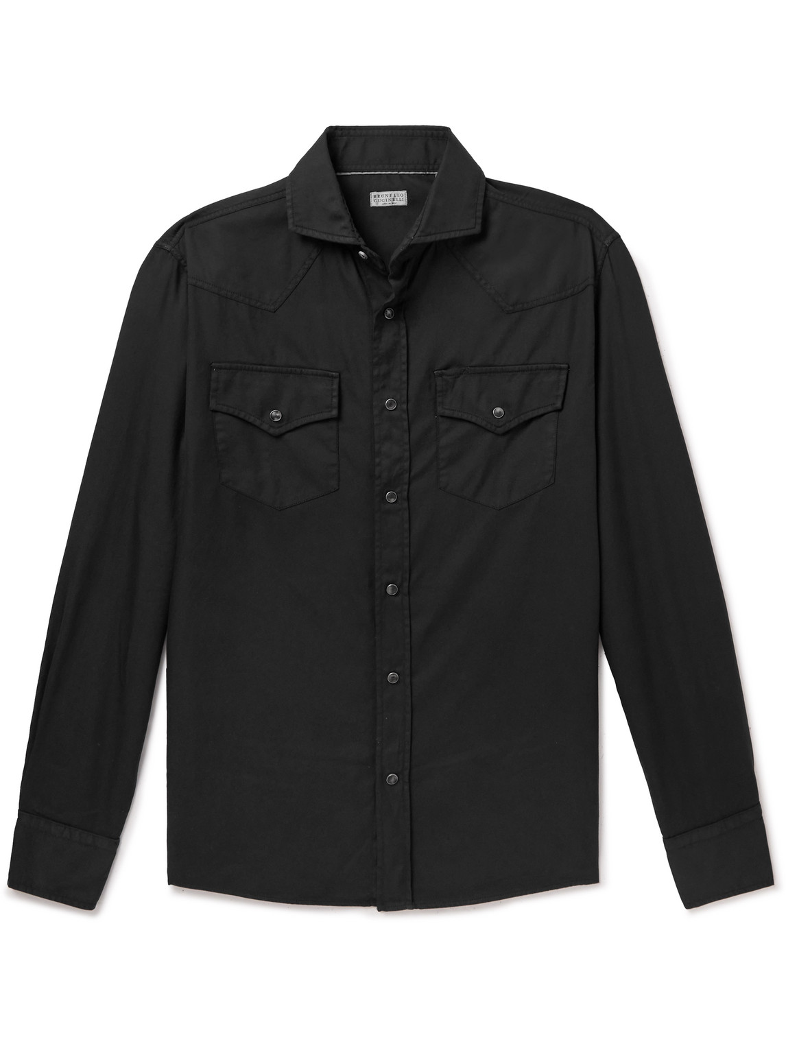 Brunello Cucinelli - Brushed Cotton-Twill Shirt - Men - Black - S