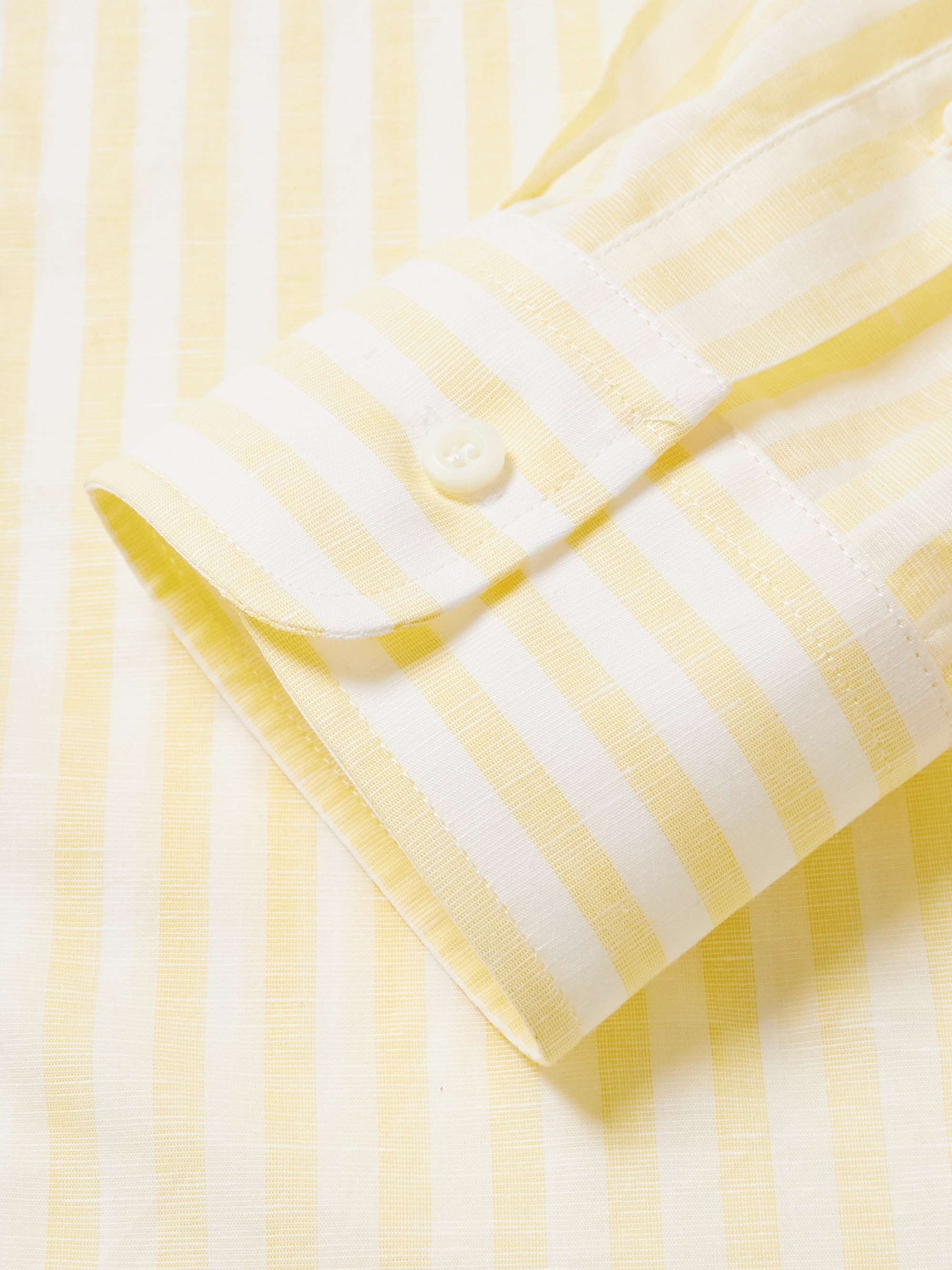 BRUNELLO CUCINELLI Striped Cotton and Linen-Blend Shirt
