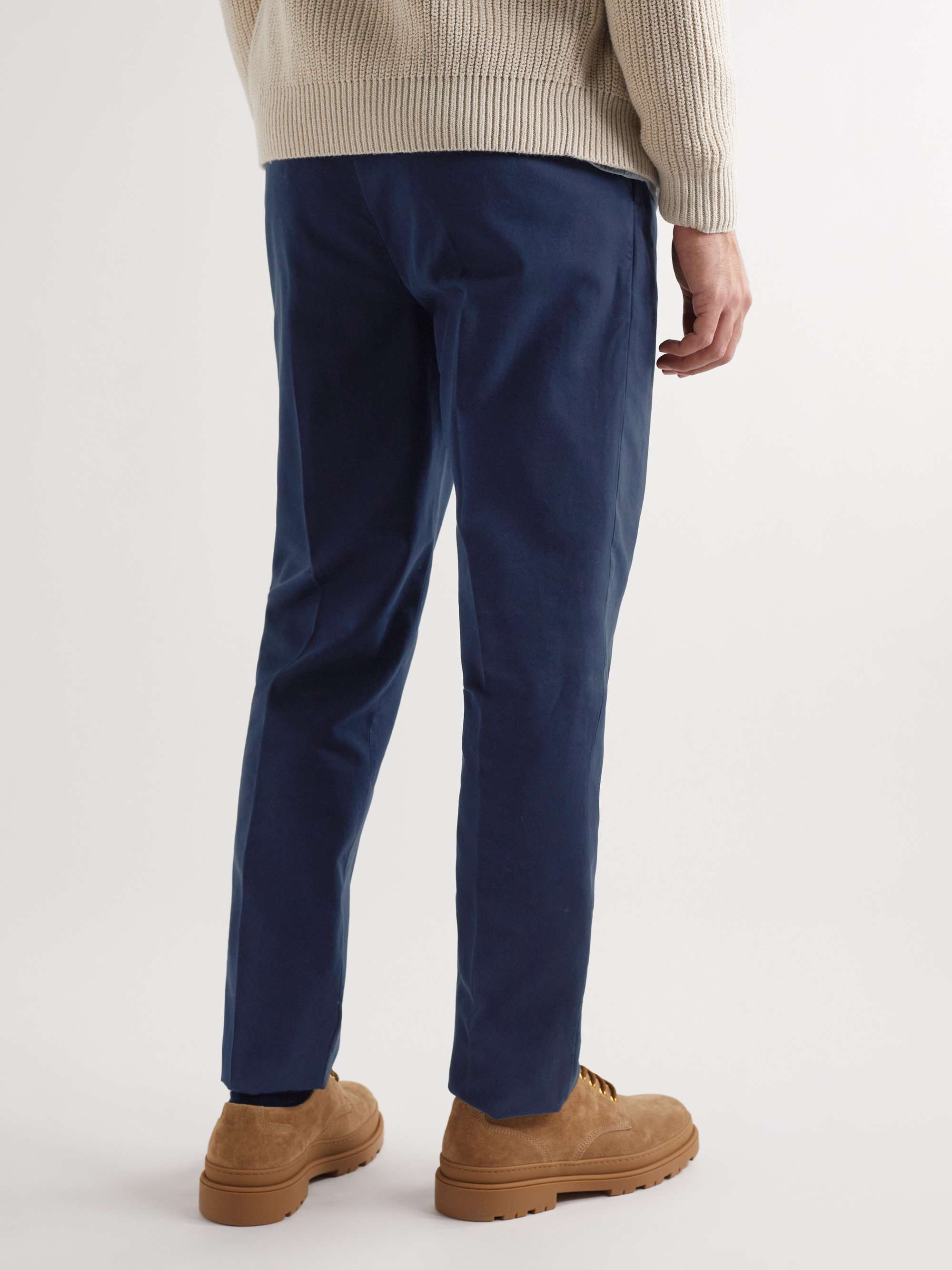 BRUNELLO CUCINELLI Straight-Leg Pleated Cotton-Twill Trousers